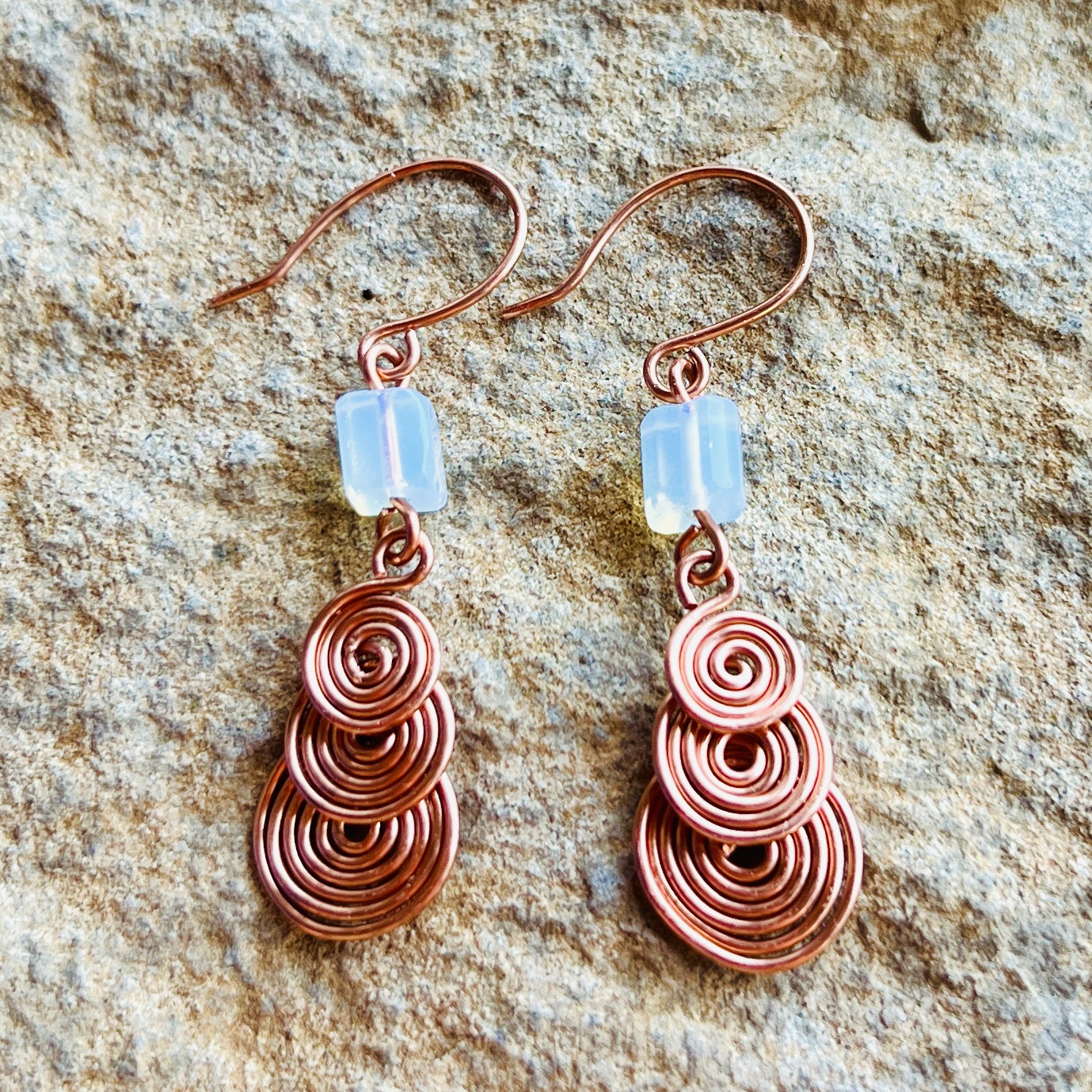 Handcrafted Spiral Moonstone Earrings