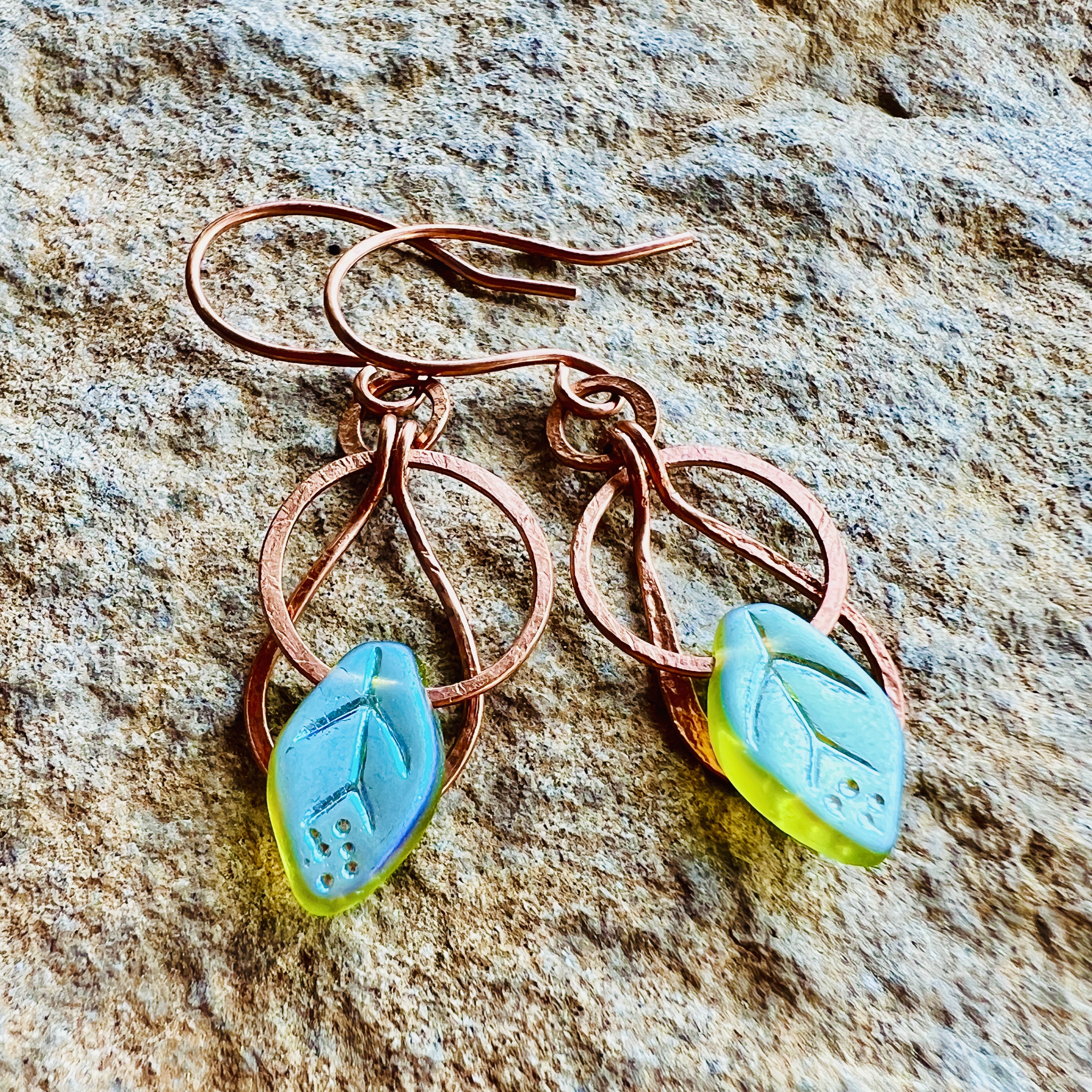 Hammered Copper Leaf Earrings