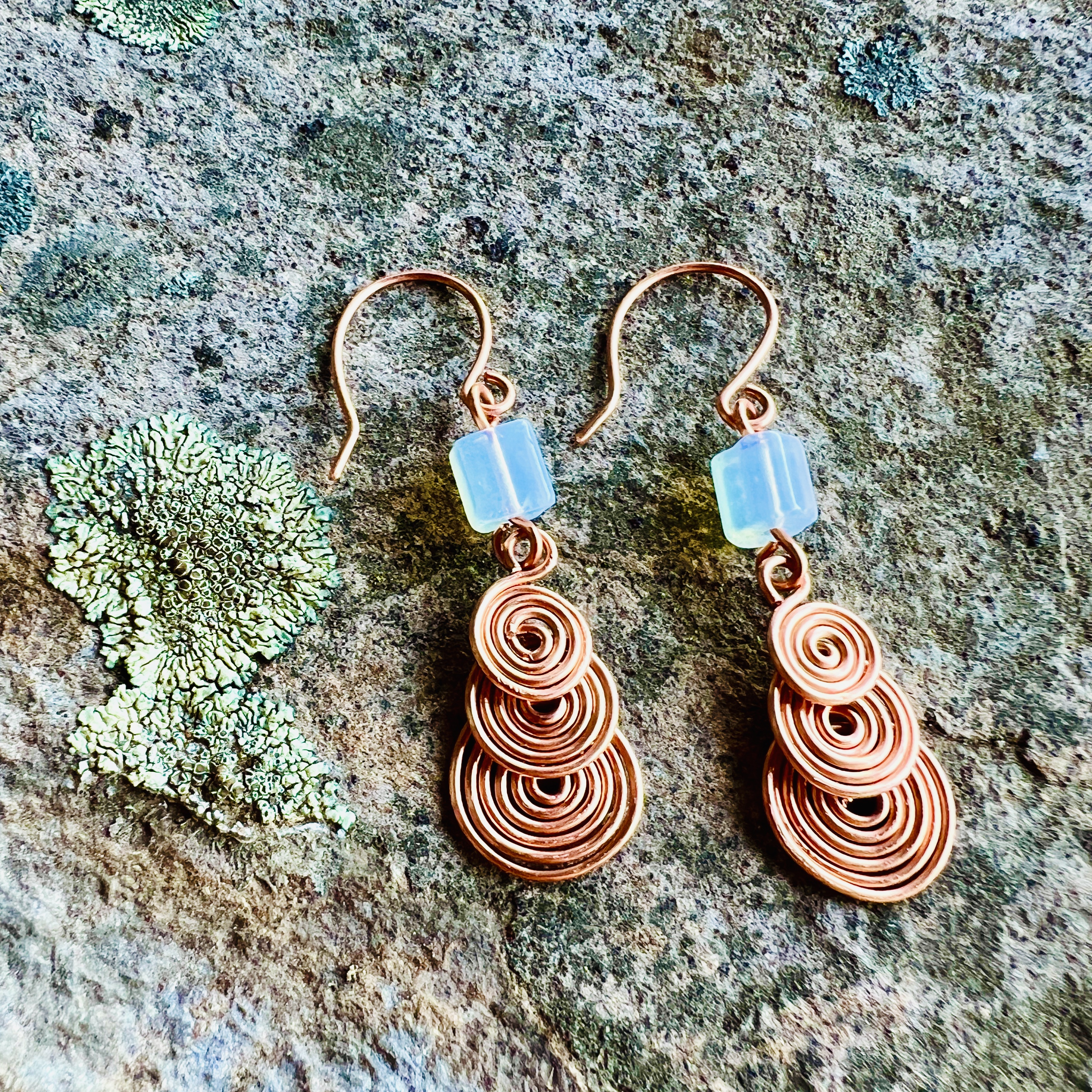 Handcrafted Spiral Moonstone Earrings