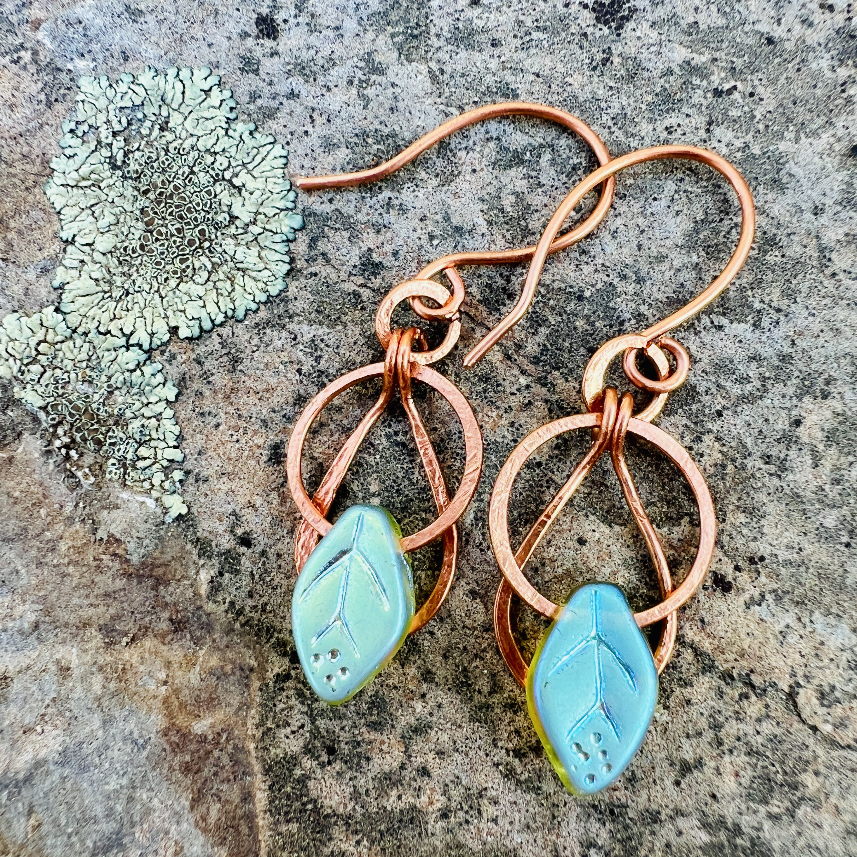 Hammered Copper Leaf Earrings
