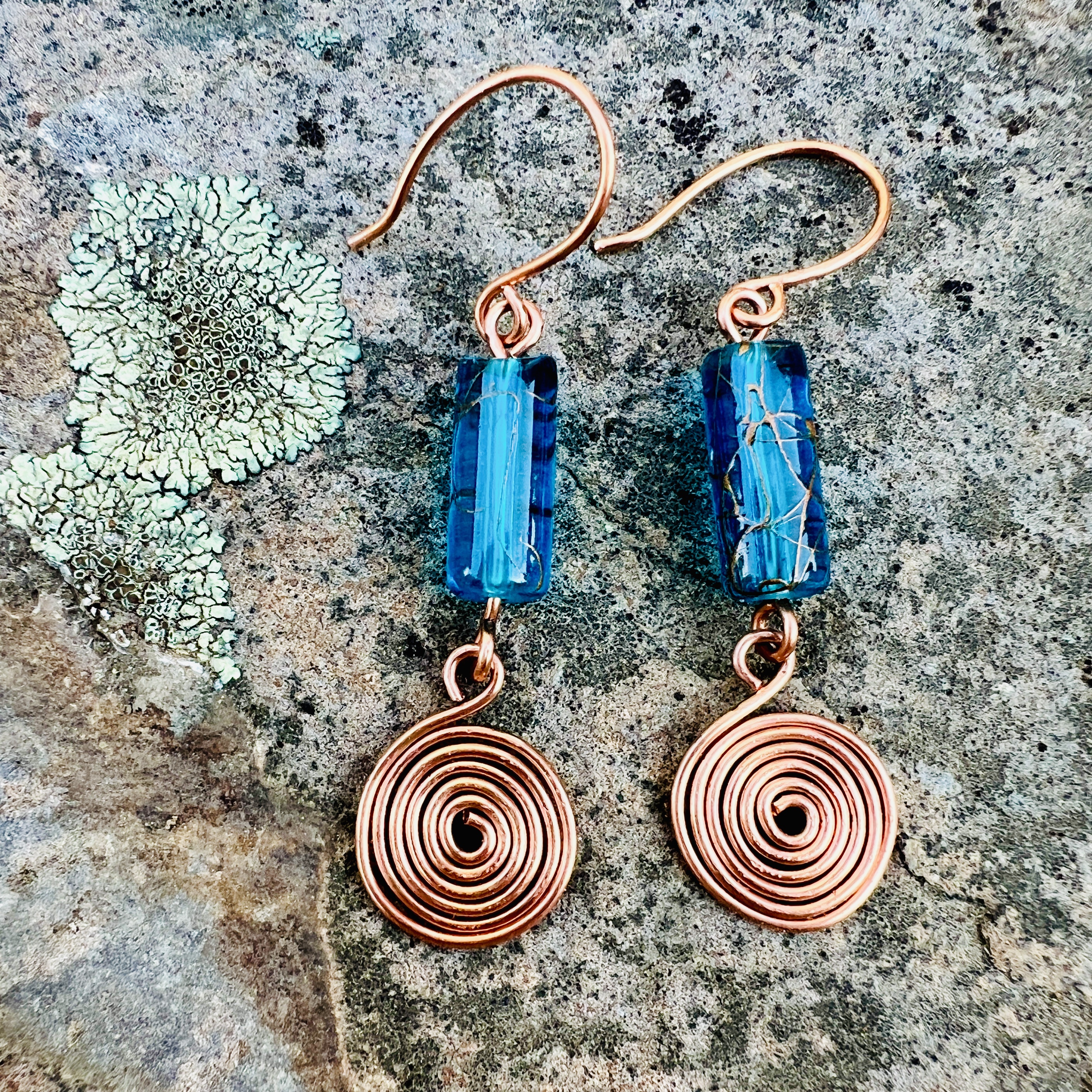 Handmade Copper and Glass Earrings