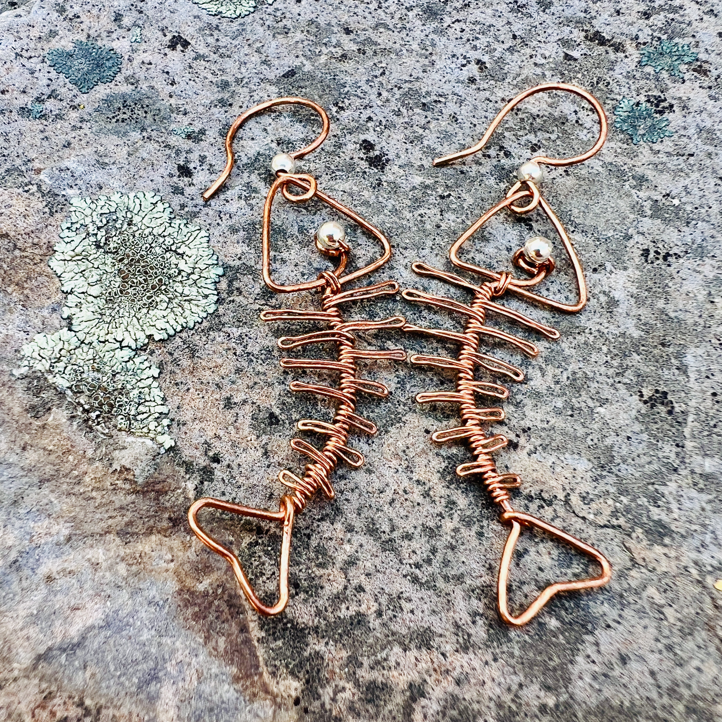 Handmade Wire Fishbone Earrings