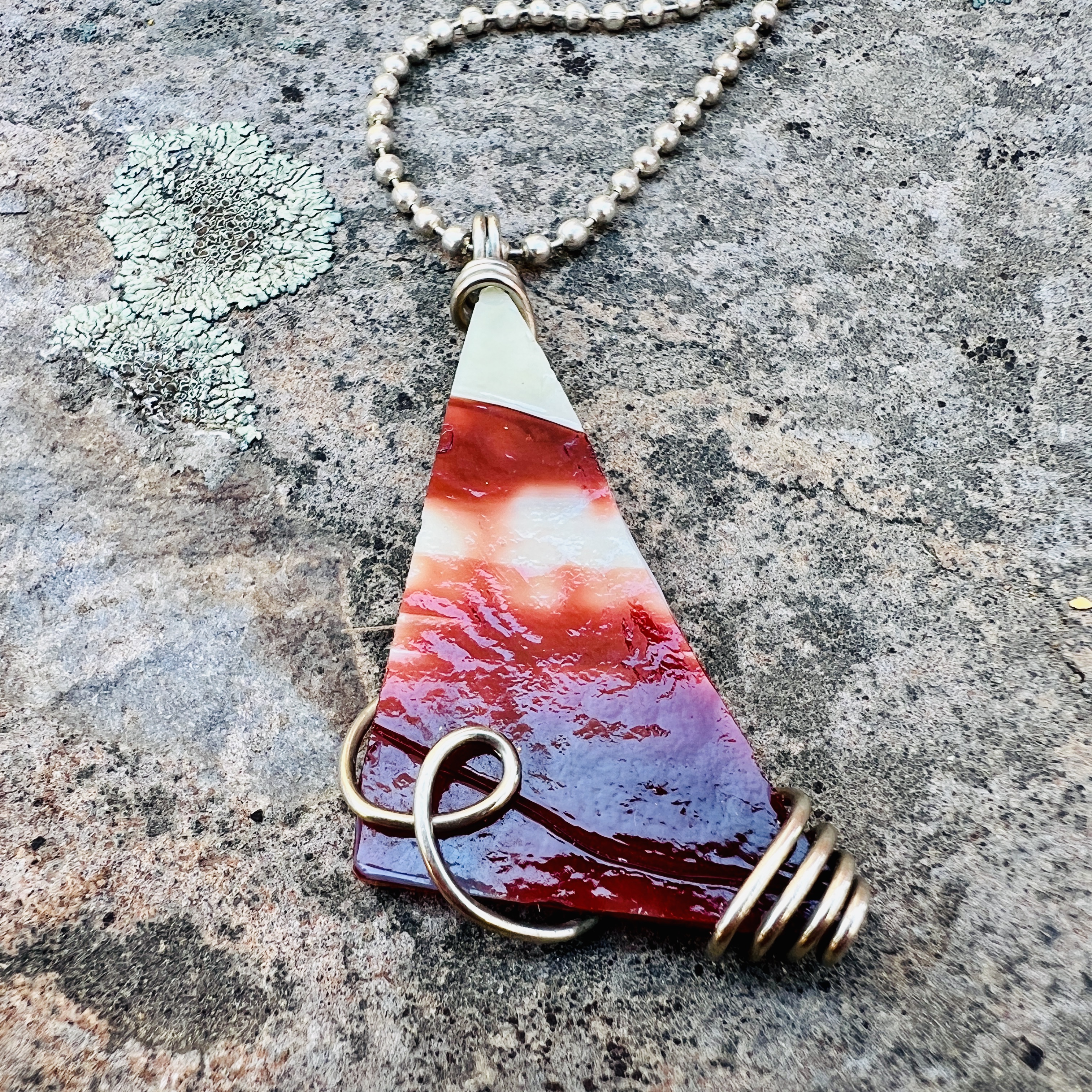 Wire Wrapped Stained Glass Pendant