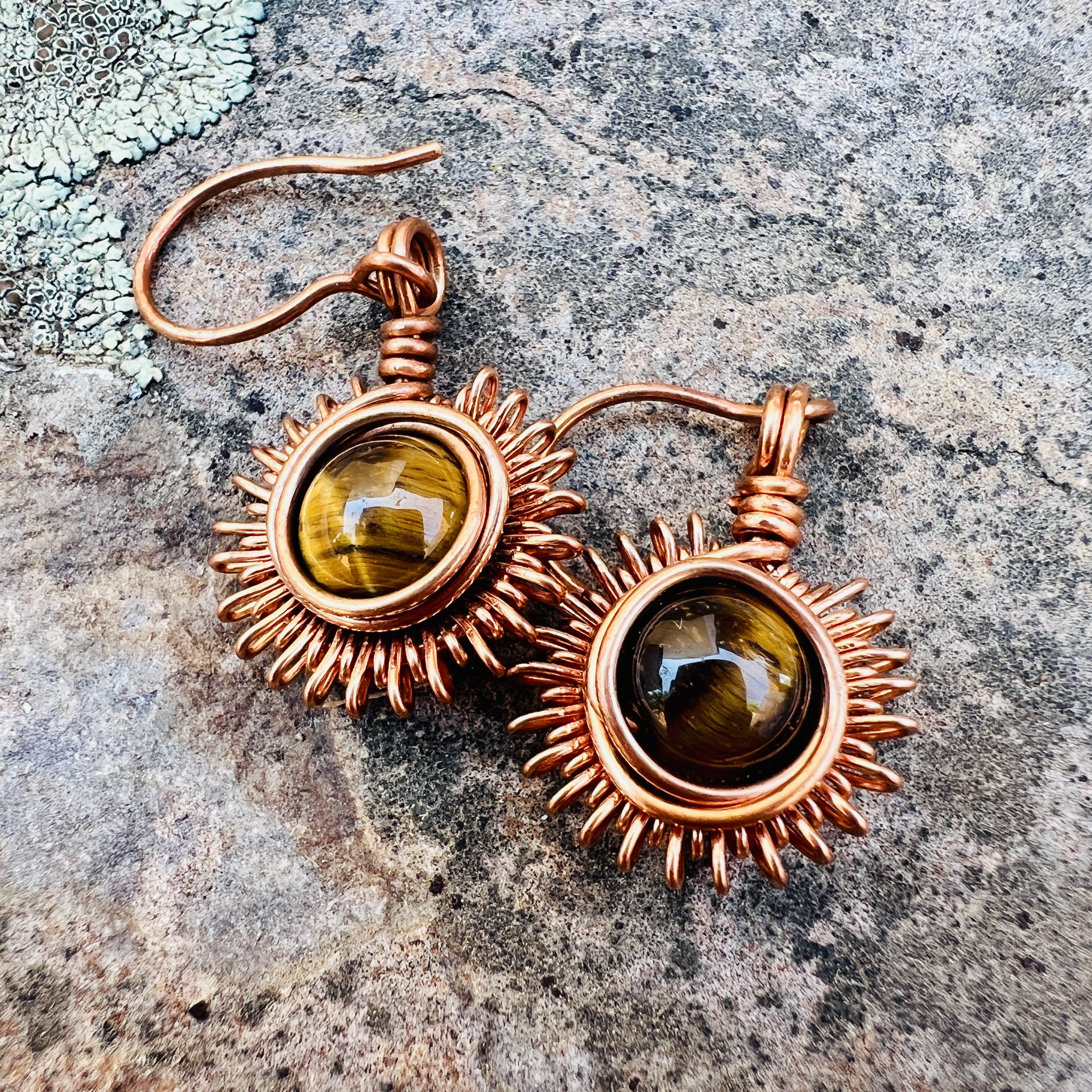 Handcrafted Copper Sunburst Earrings