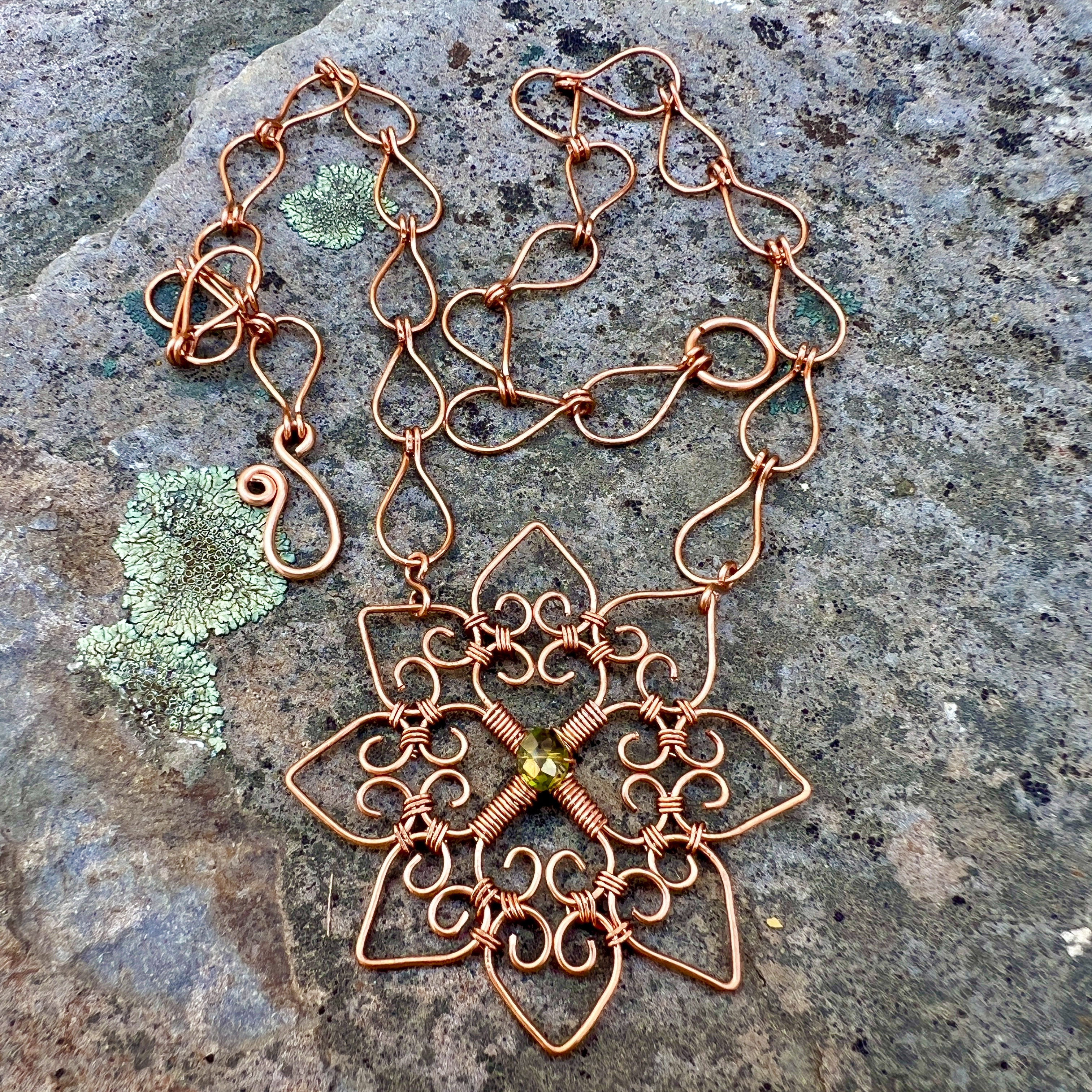Handcrafted Copper Mandala Necklace