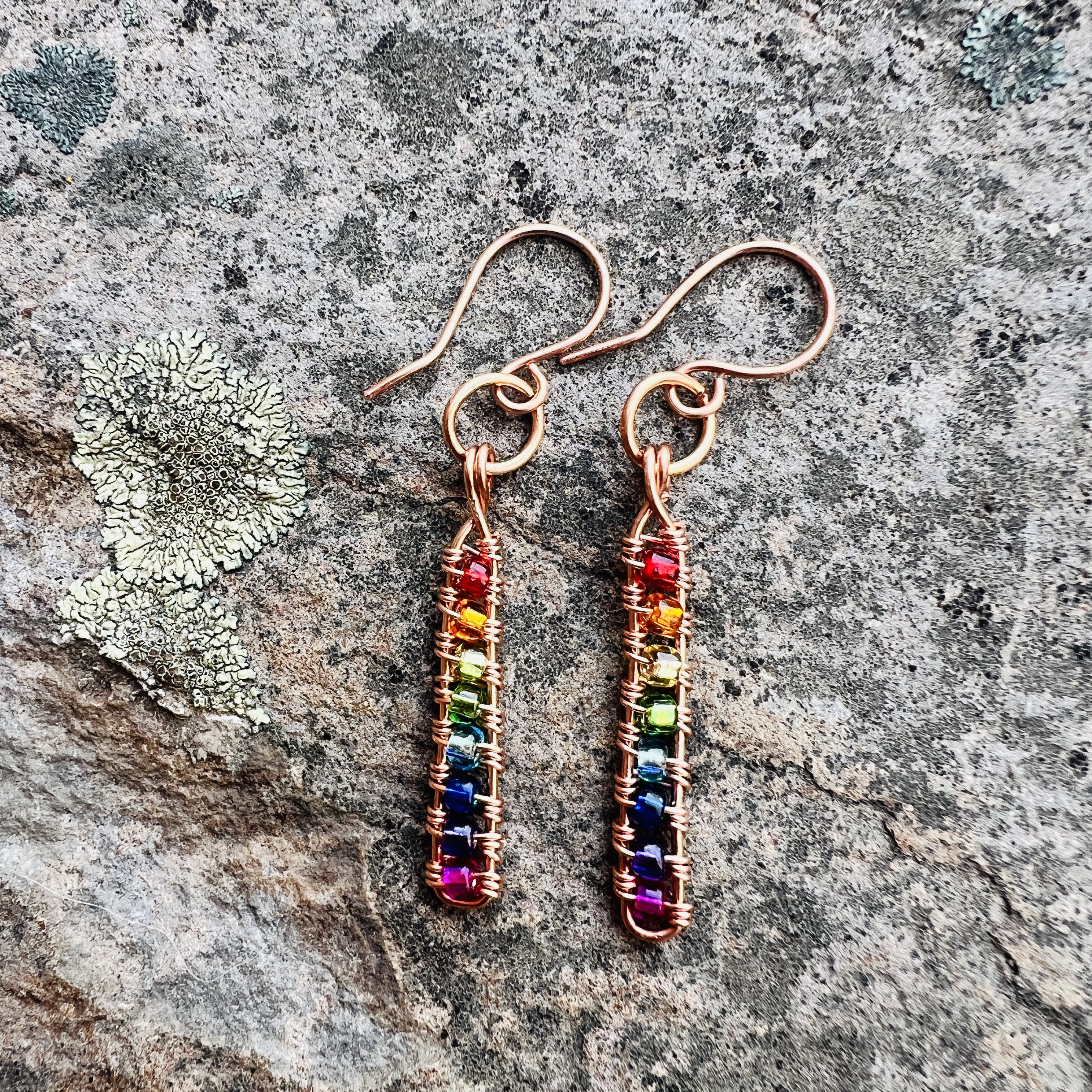 Rainbow Wire-Wrapped Earrings