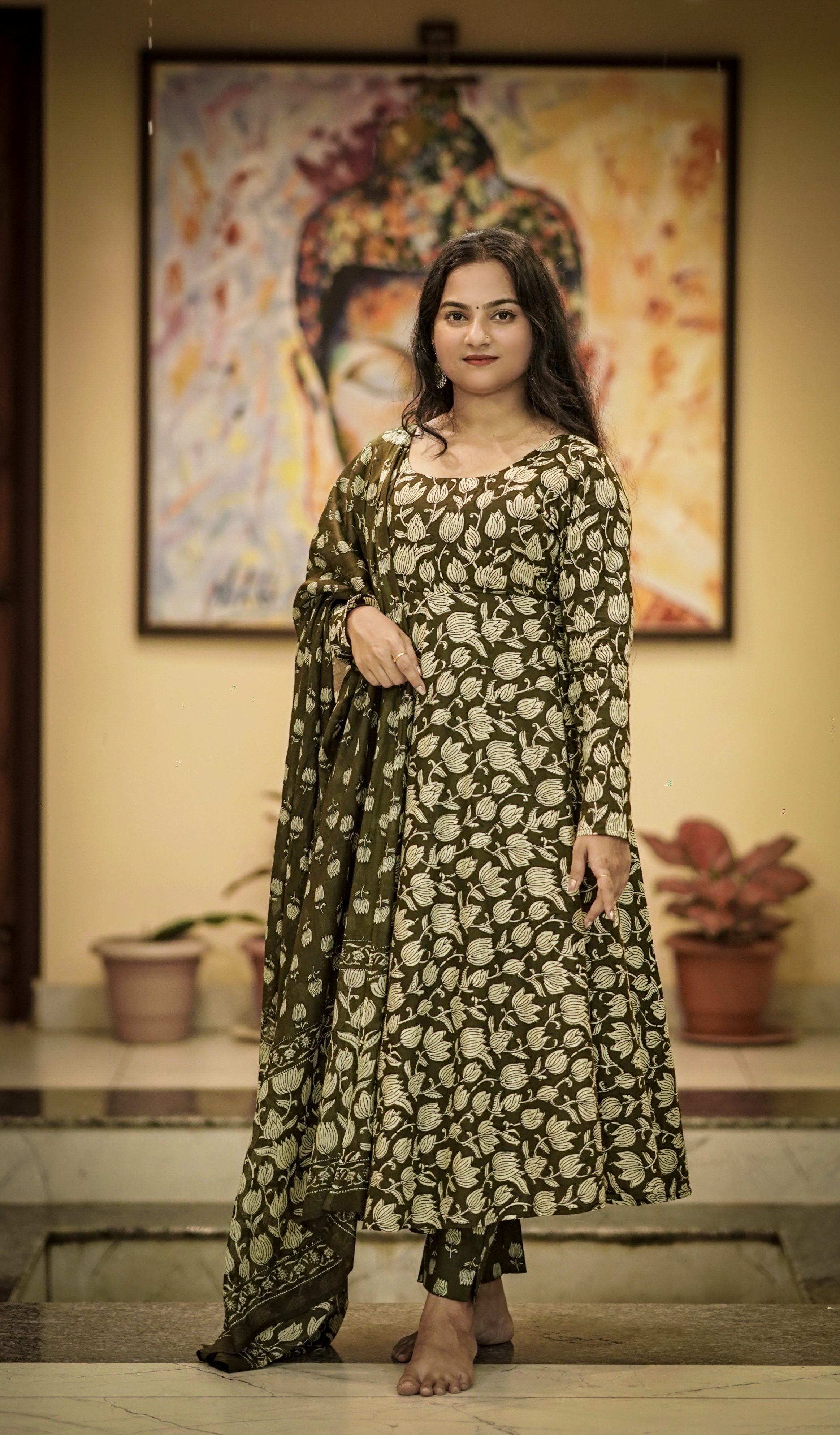 Salwar Set – Cotton Kurti with Handcrafted Dupatta