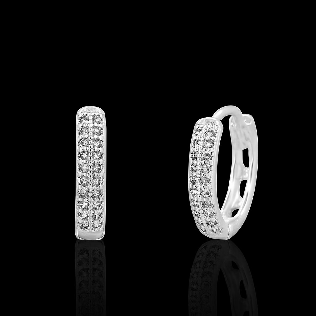 Argola Argola Cravejada | Prata 925