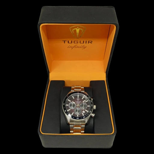 Relógio Cronógrafo Aço Infinity Analógico 23-2231 Prata e Preto | TUGUIR