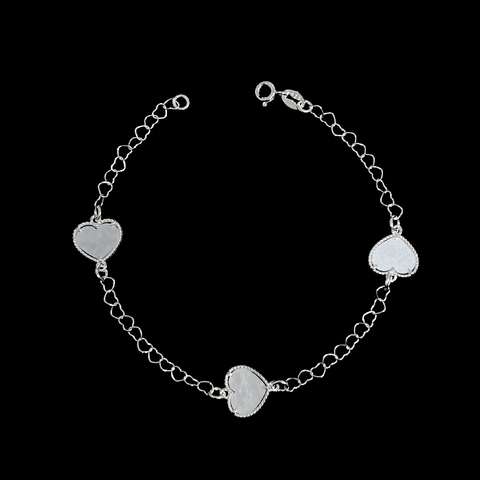Pulseira Chocker 3 Corações em Madrepérola