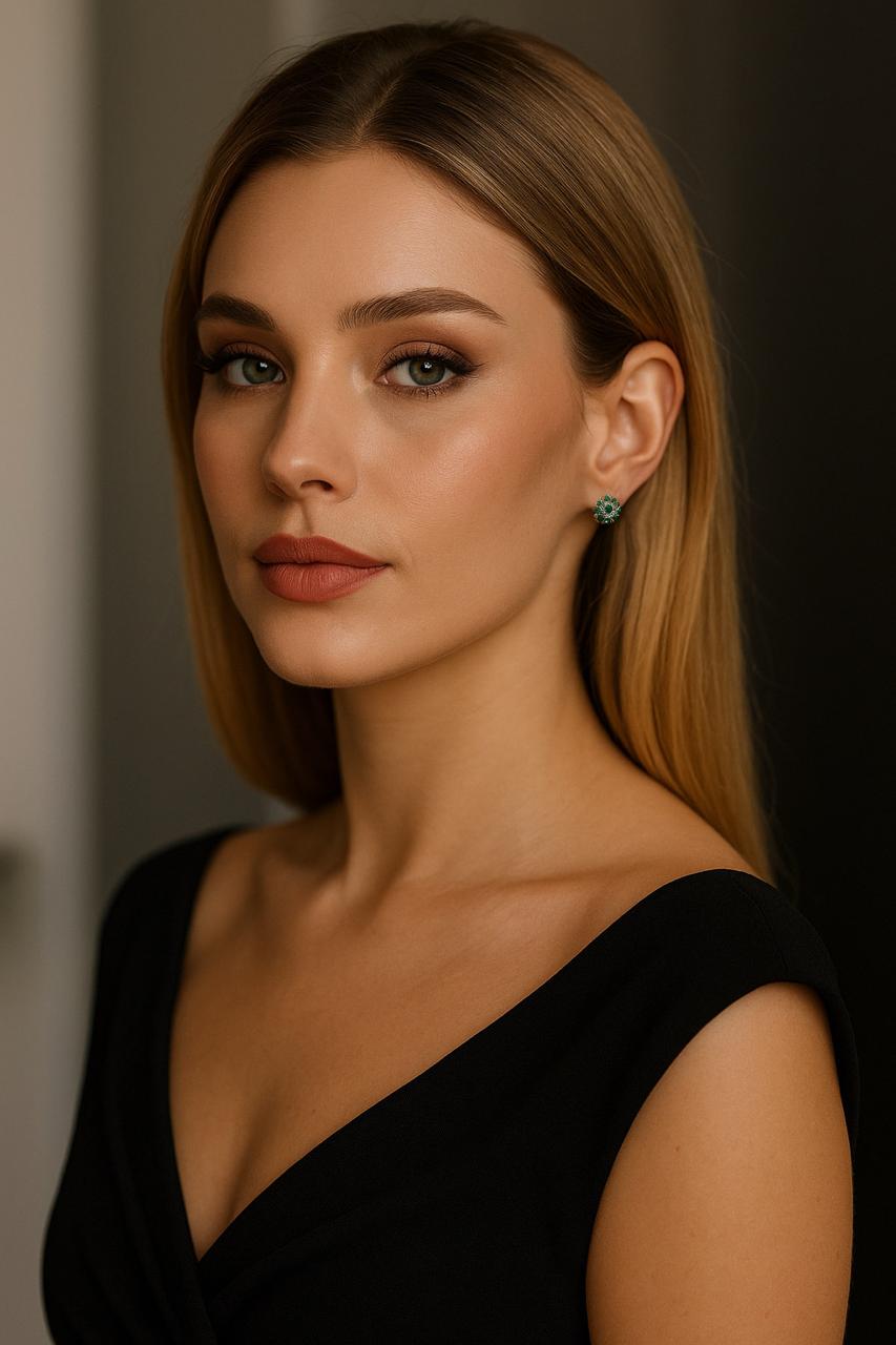 Brinco Forest Celest Flor de Esmeralda