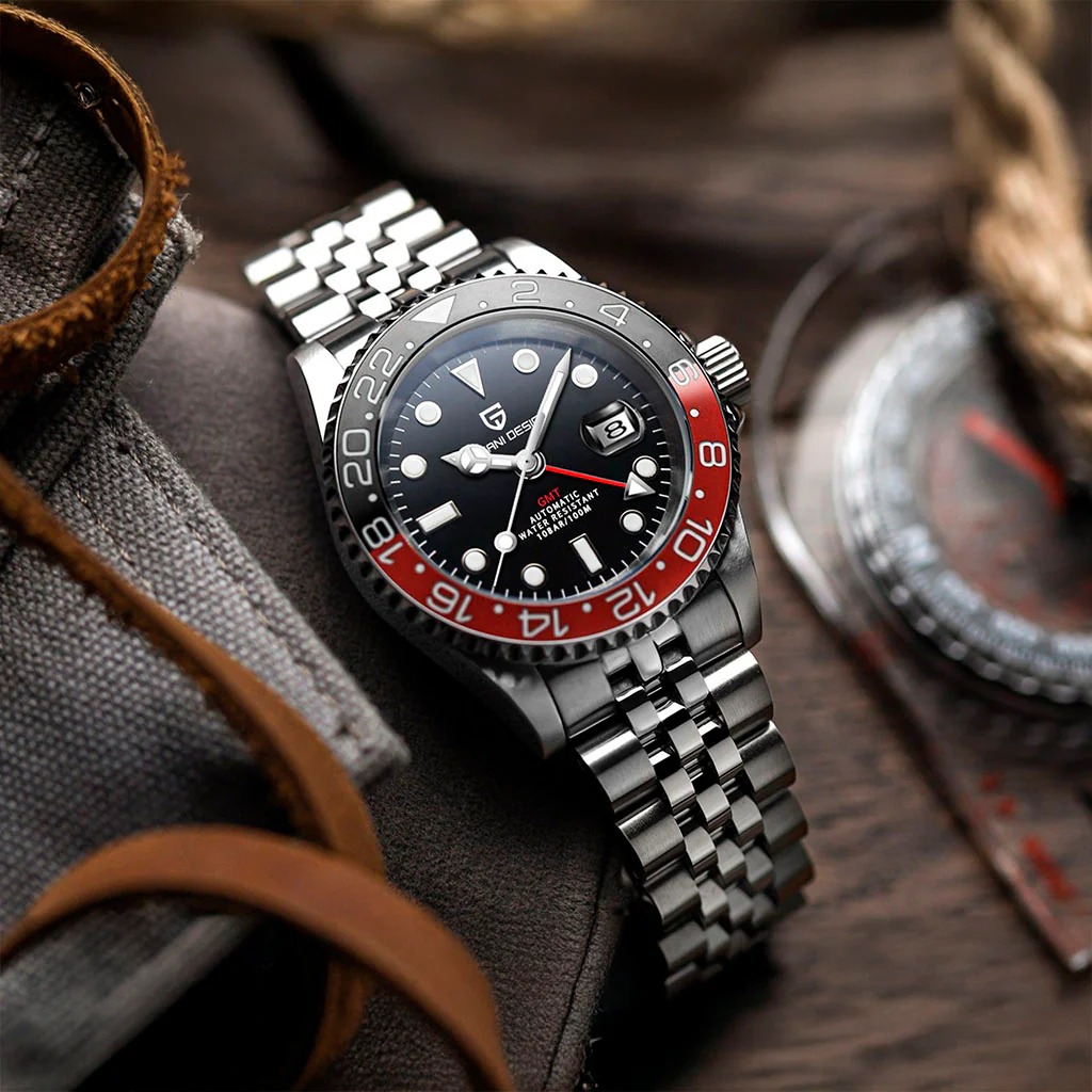 Relógio Crown Signet Pantheon Black & Red | PAGANI DESIGN