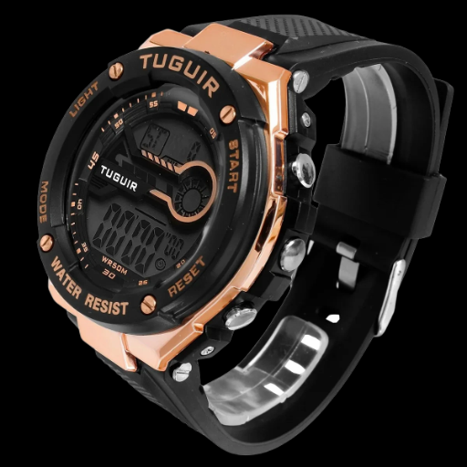 Relógio Digital TG293 Preto e Rosê | TUGUIR