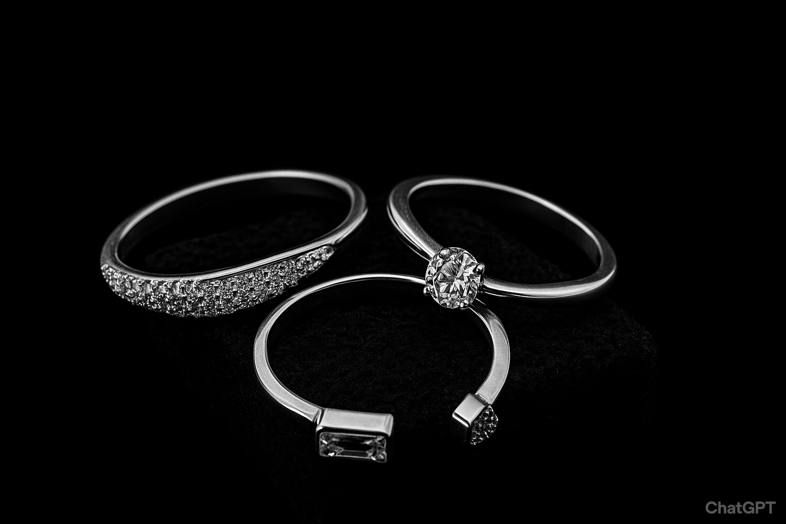 Trio de Anéis de Prata Cravejados