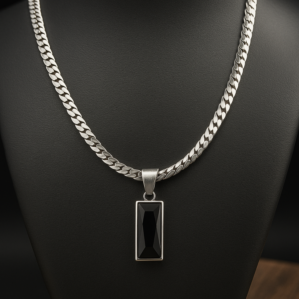 Corrente Cubana com pingente Black Rock | Inox