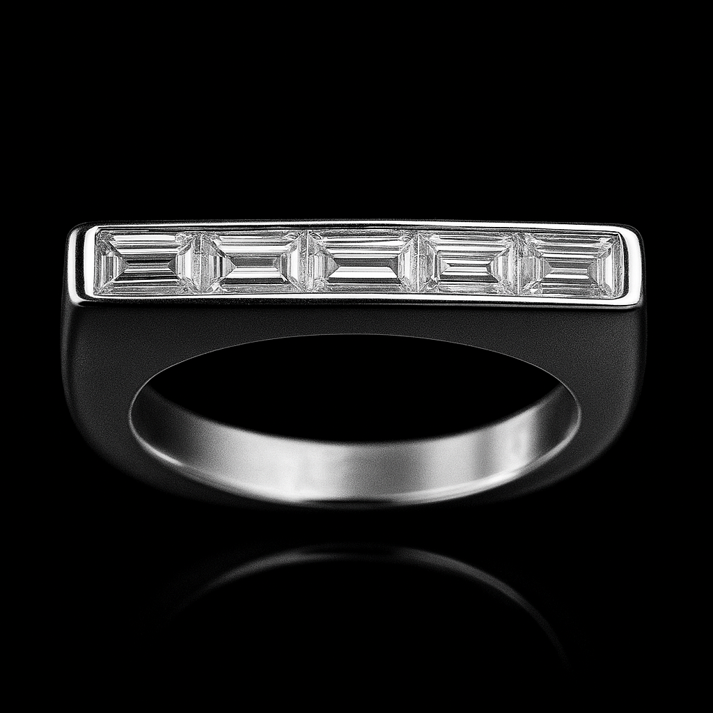 Anel Quadrado com Zircônias Retangulares