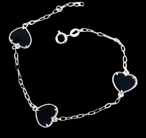 Pulseira Chocker 3 Corações em Madrepérola