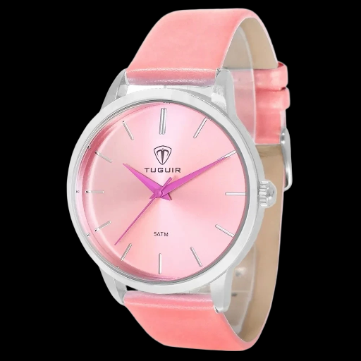 Relógio Analógico TG106 Rosa e Prata | TUGUIR