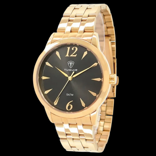 Relógio Analógico TG35100 TG225 Dourado e Preto com Brinde | TUGUIR