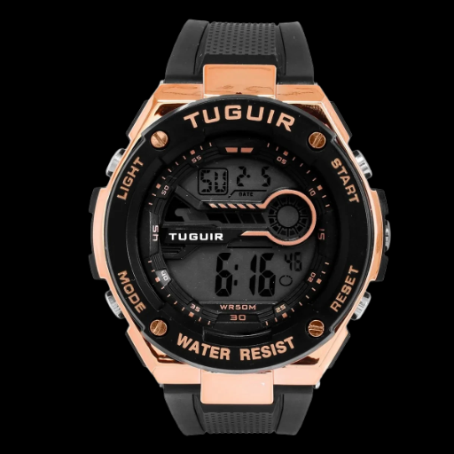 Relógio Digital TG293 Preto e Rosê | TUGUIR