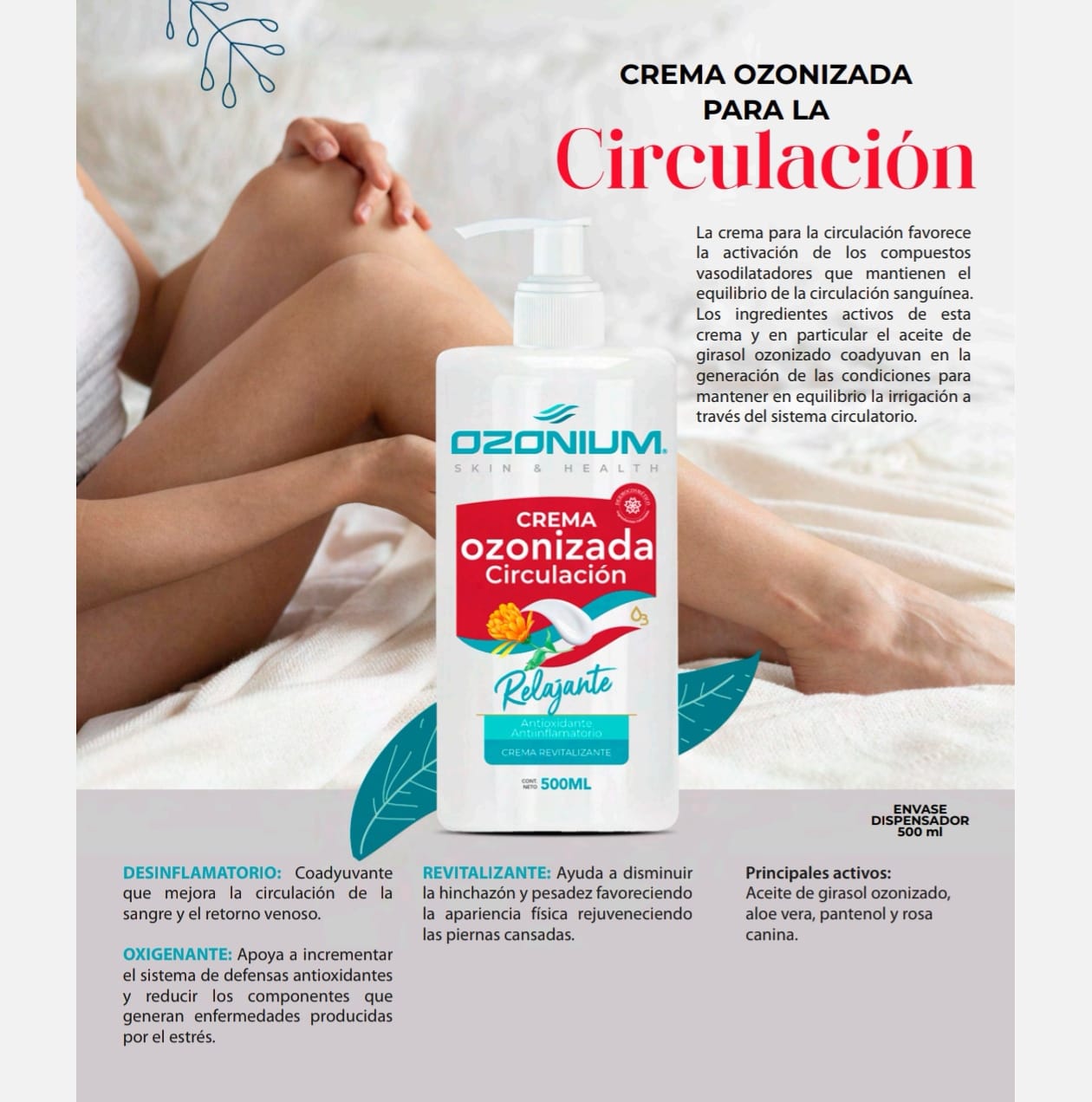 Crema ozonizada para la circulación