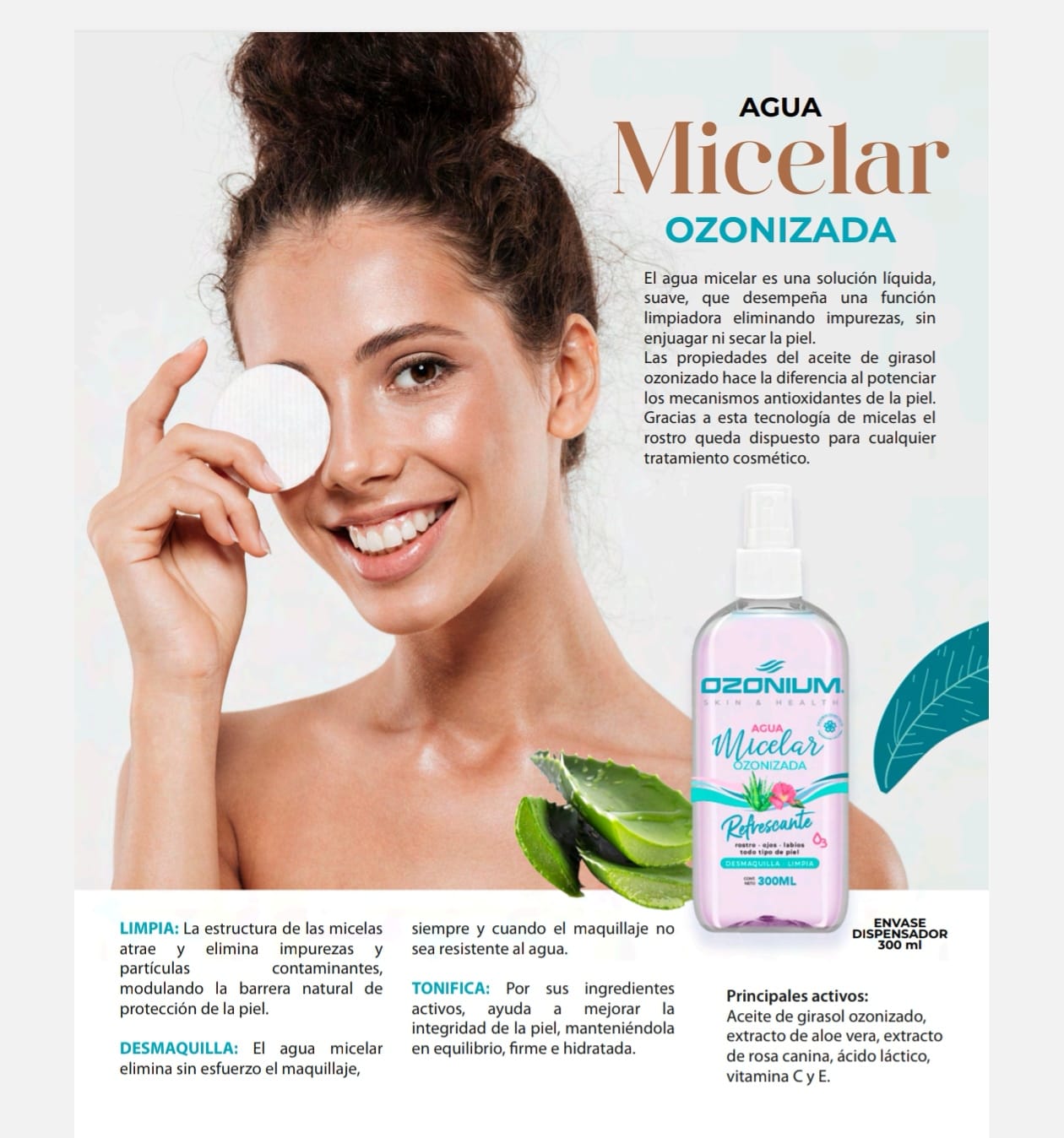Agua micelar ozonizado