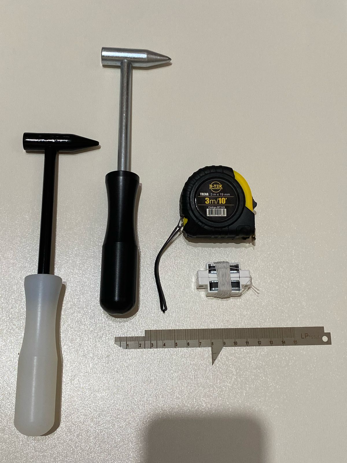 Kit de vistoria - Piqueta, trena de medição 3m, escala de aço internacional, linha vistoria