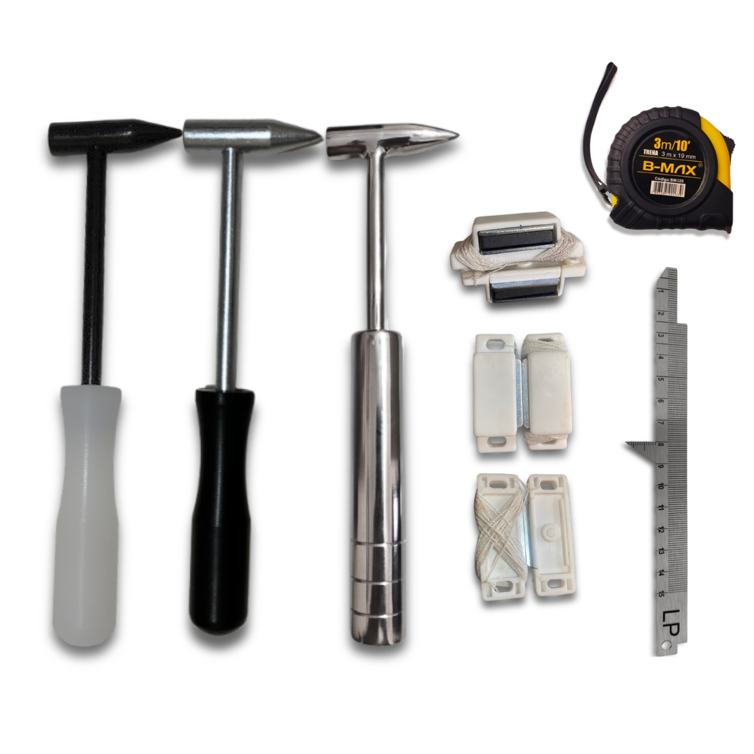 Kit de vistoria - Piqueta, trena de medição 3m, escala de aço internacional, linha vistoria