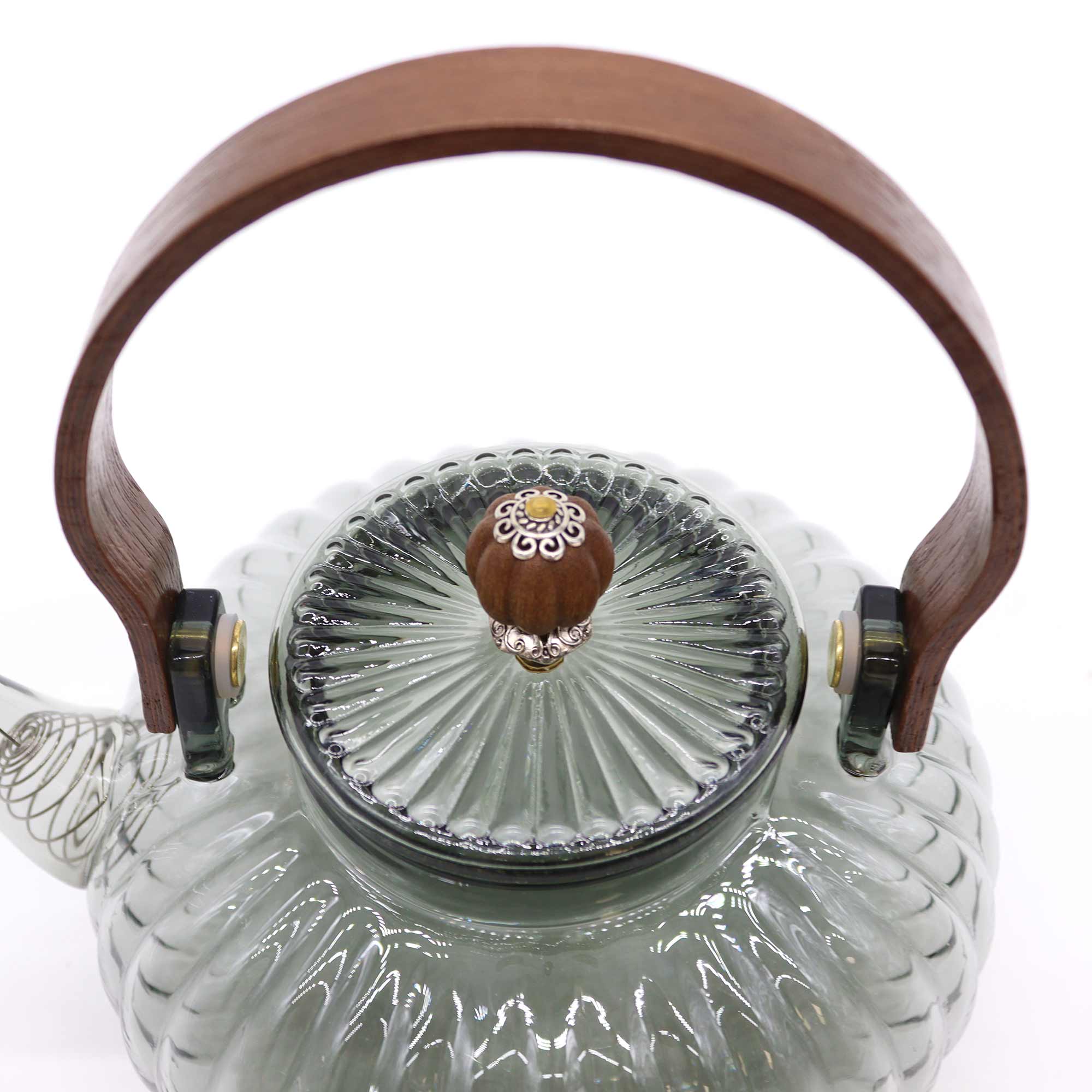 Glass Infuser Teapot - Charcoal Ribbed Pearl 