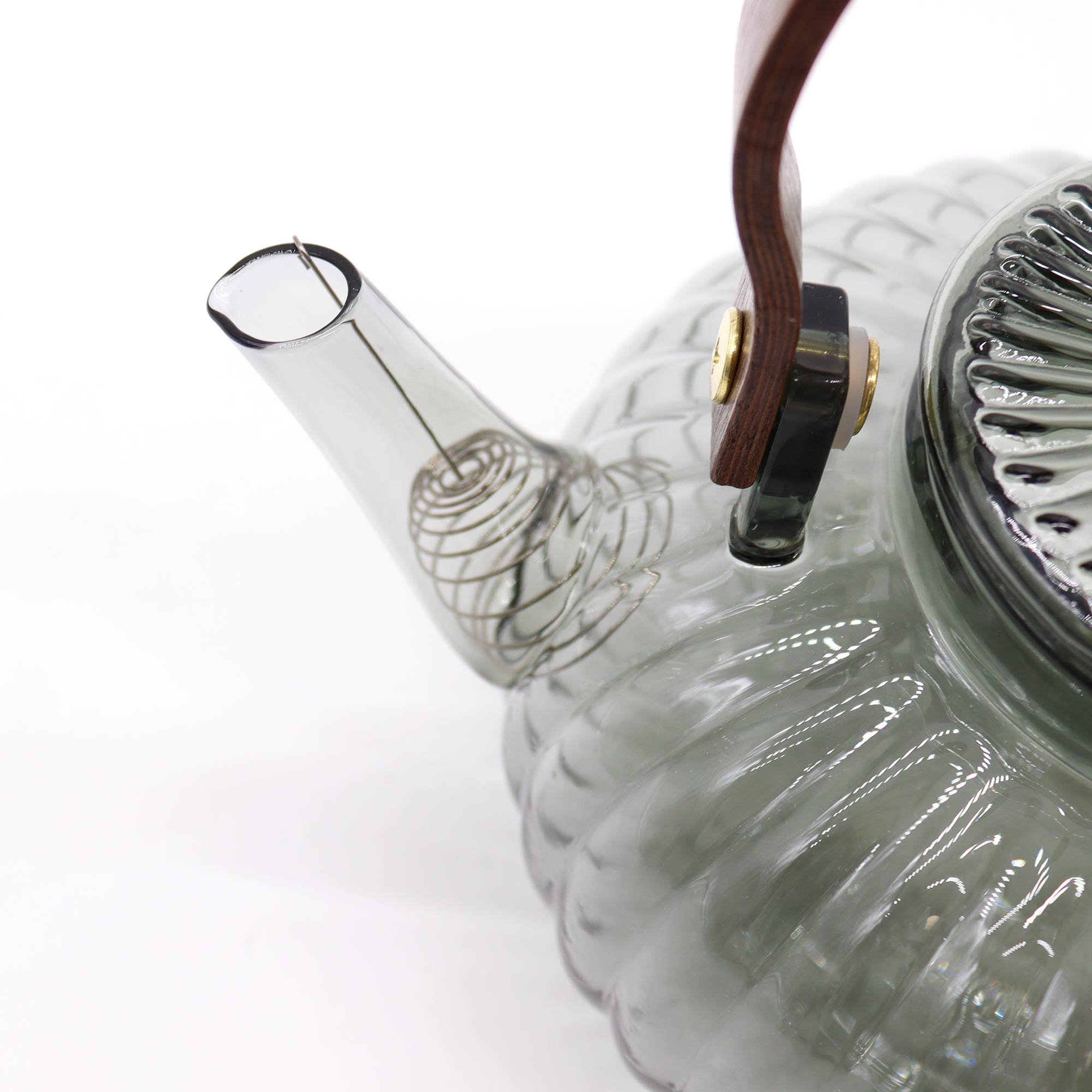 Glass Infuser Teapot - Charcoal Ribbed Pearl 