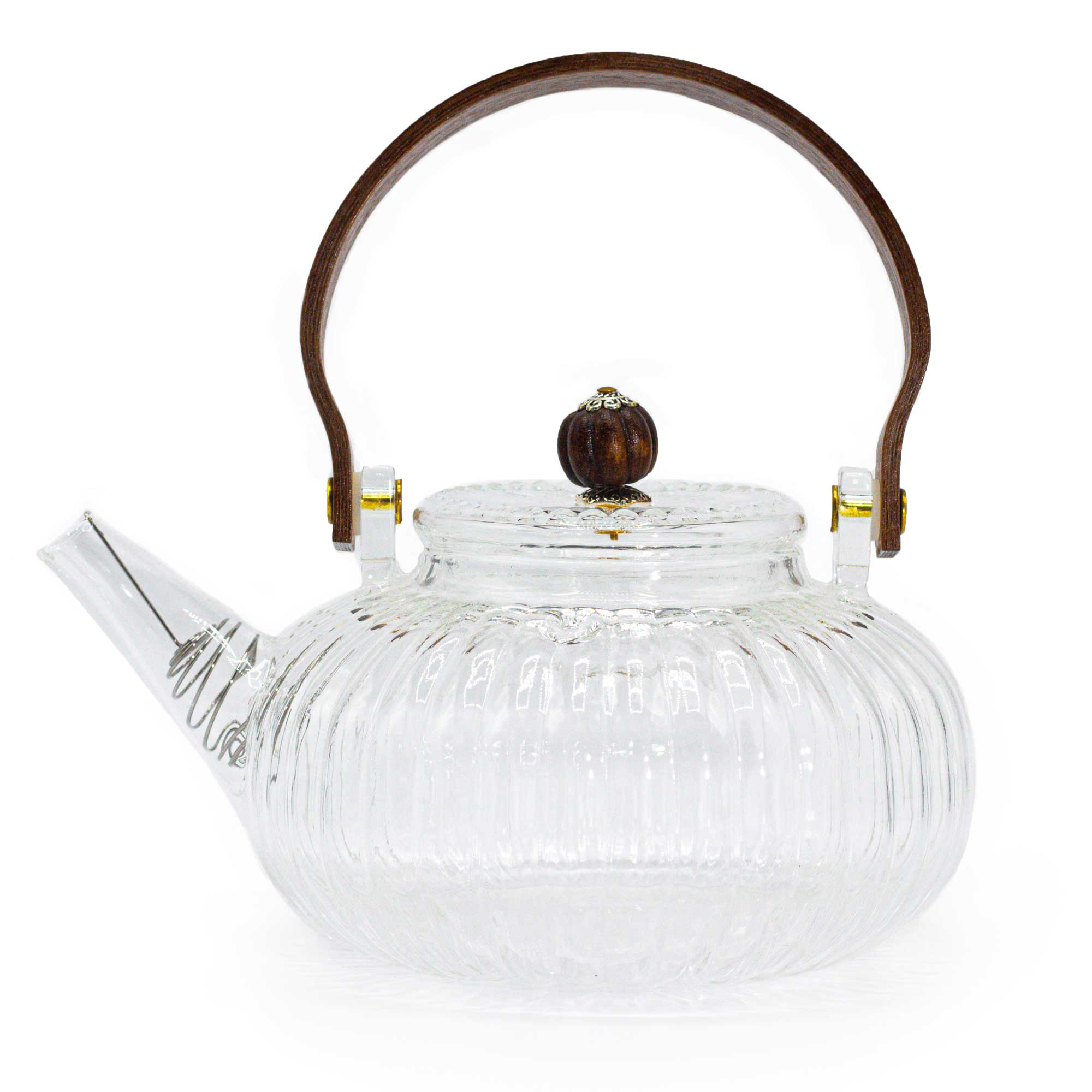 Glass Infuser Teapot - Clear Ribbed Pearl