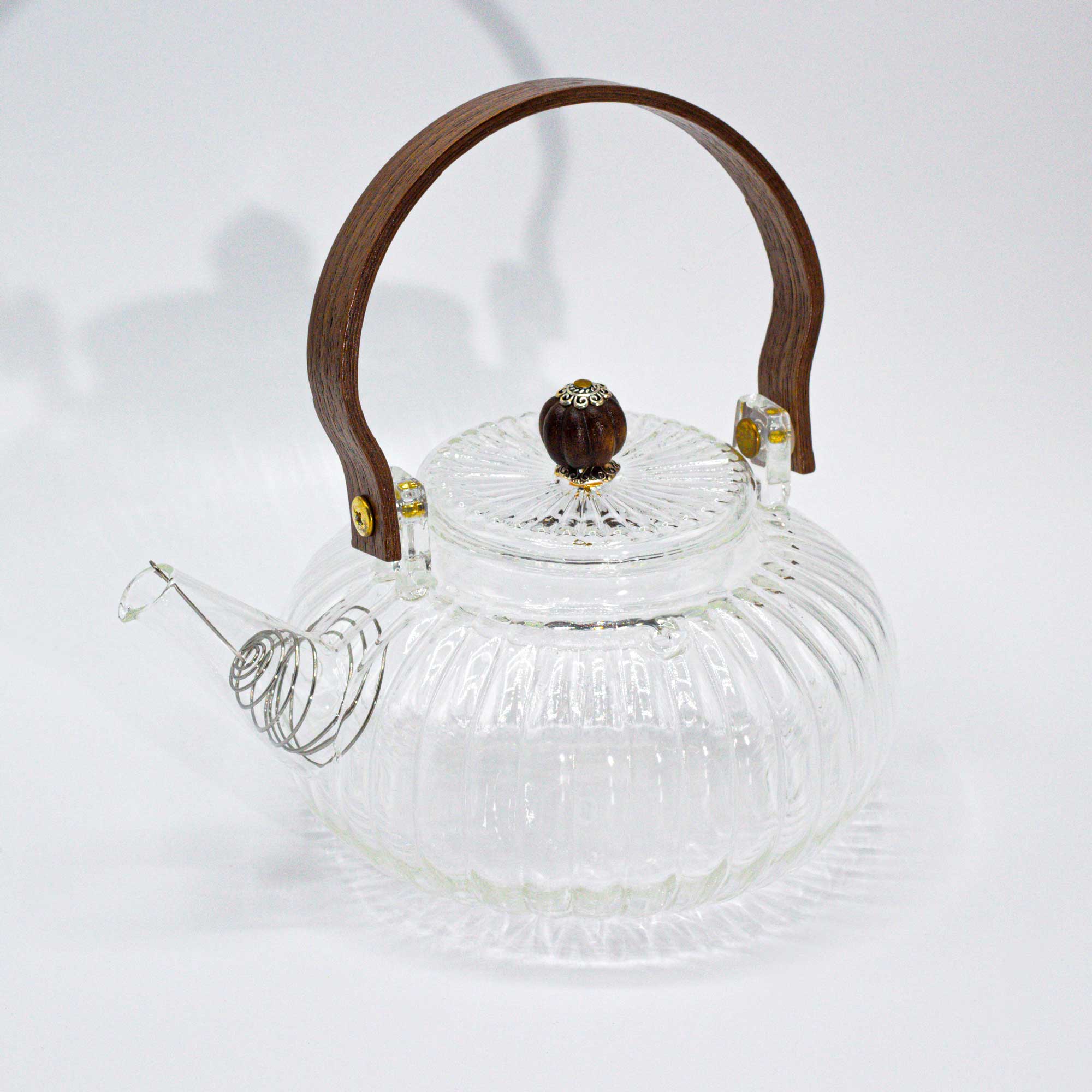 Glass Infuser Teapot - Clear Ribbed Pearl