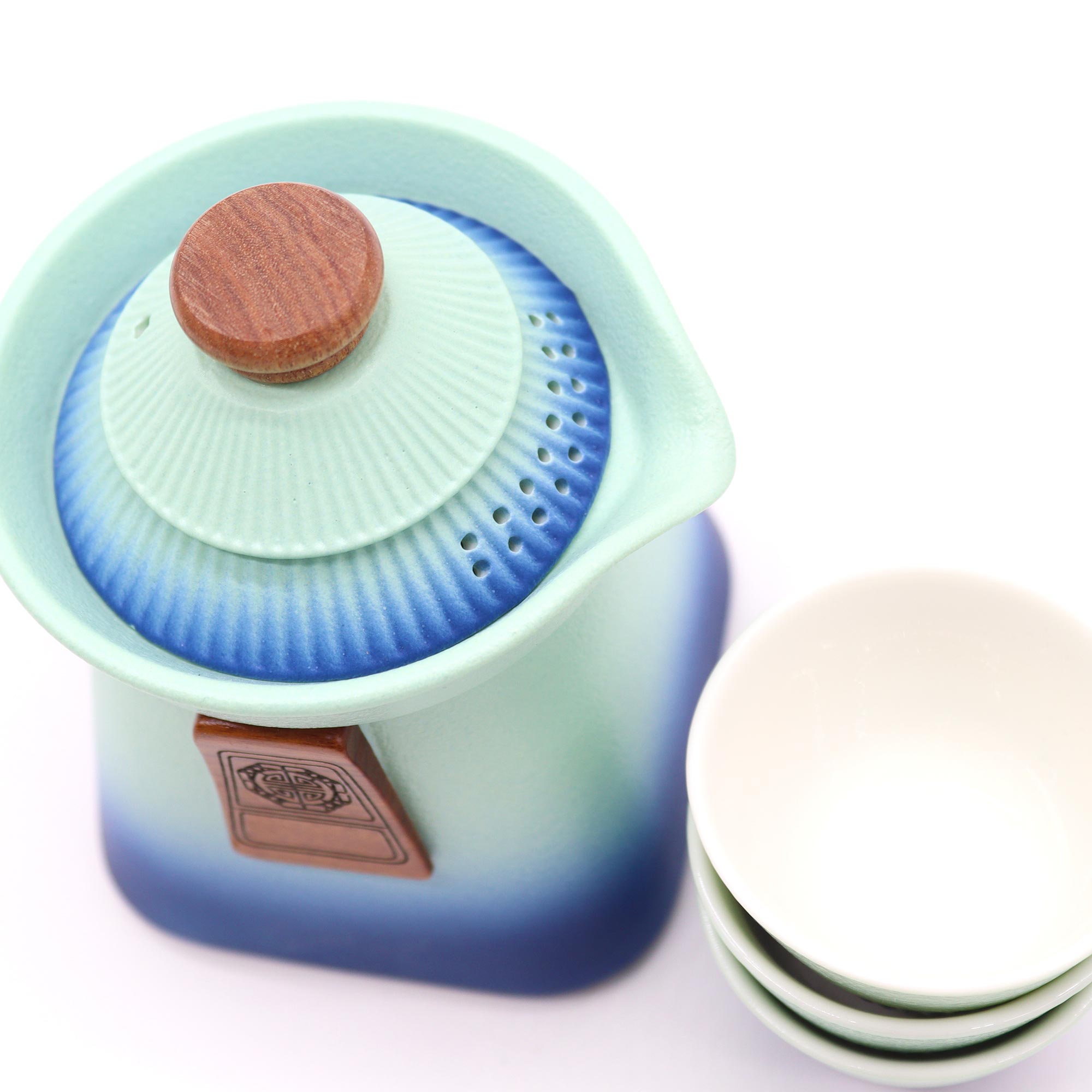 Temple Teapot Set & Three Cups