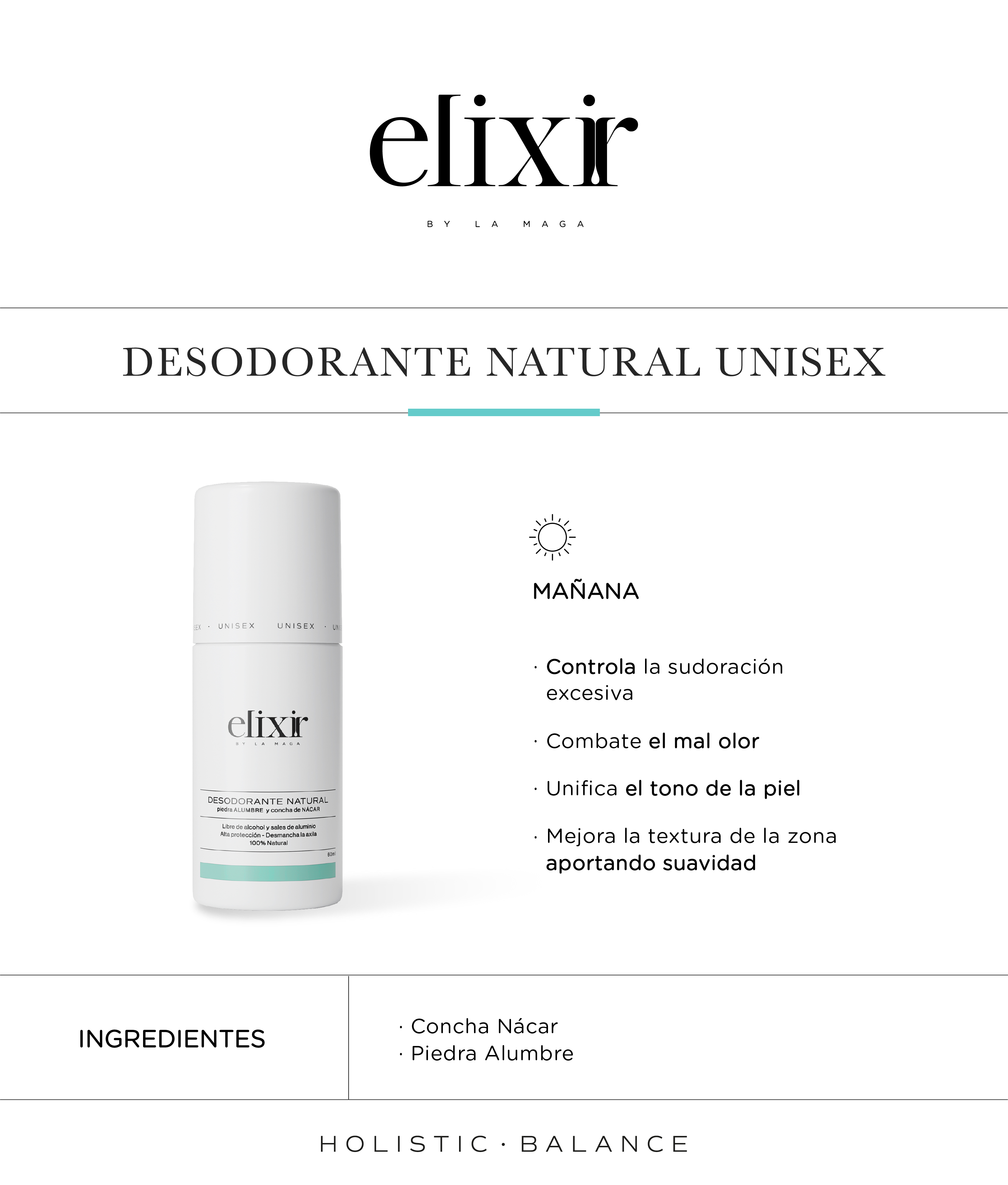 Desodorante Natural Unisex 60ml - Elixir