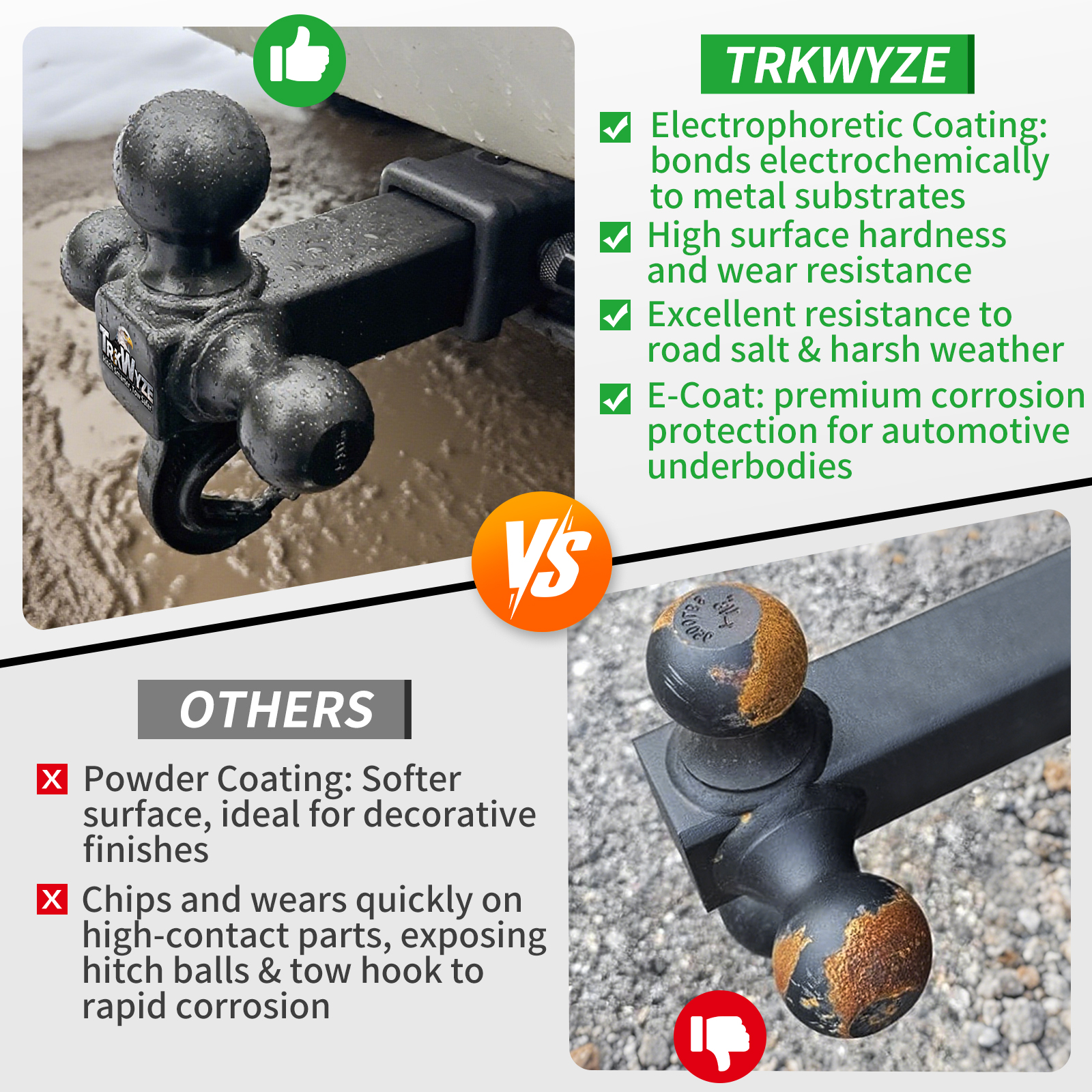 Trailer Hitch Tri-Ball Mount & Hook with Safety Latch, E-Coated Balls 1-7/8”, 2”, 2-5/16”, Fits 2" Receiver, 10,000 lbs, Heavy Duty Tow Hitch for Trucks, SUVs, RVs & ATVs (Locking Pin)
