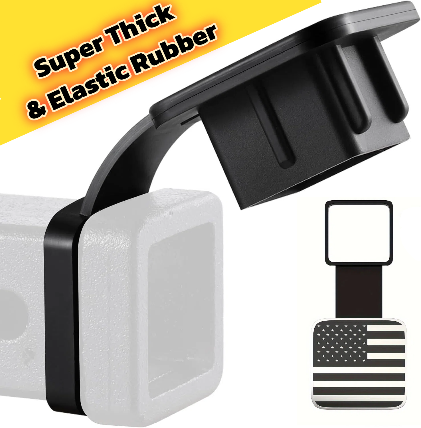 TrkWyze Aluminum American Flag Trailer Hitch Covers, Car-Wash Safe, 2" Universal Tow Hitch Cover (Chrome)