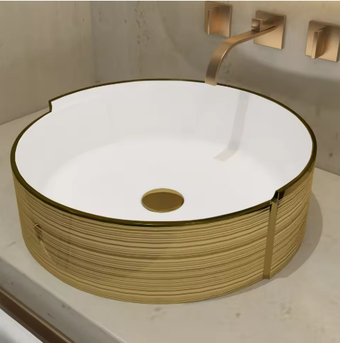 Elegant Gold Rimmed Wash Basin