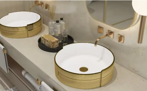 Elegant Gold Rimmed Wash Basin