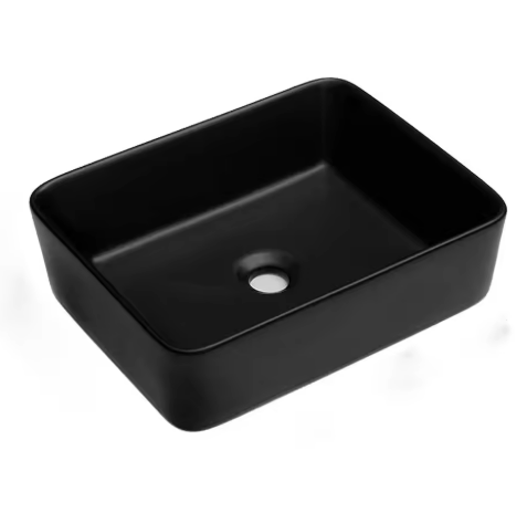 Black square bathroom sink
