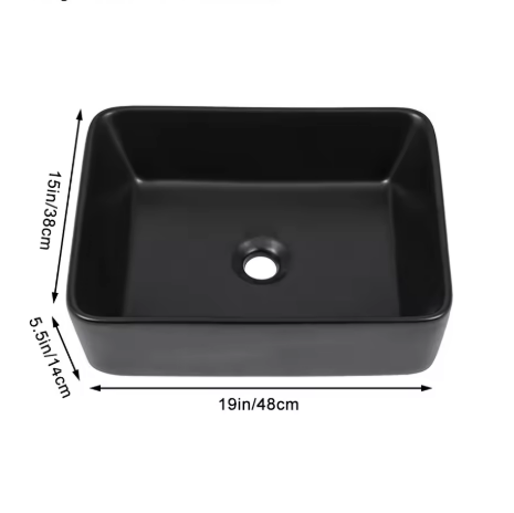 Black square bathroom sink