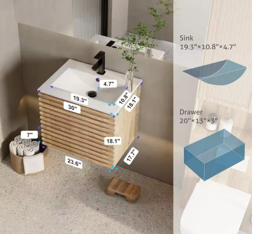 Floating Wood Bathroom Vanity