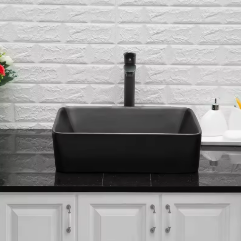 Black rectangular bathroom sink