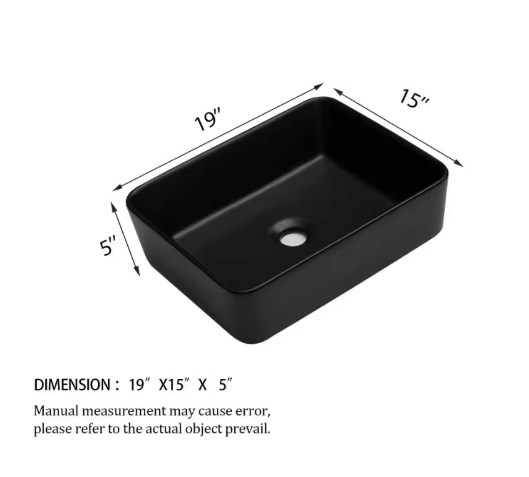 Black rectangular bathroom sink