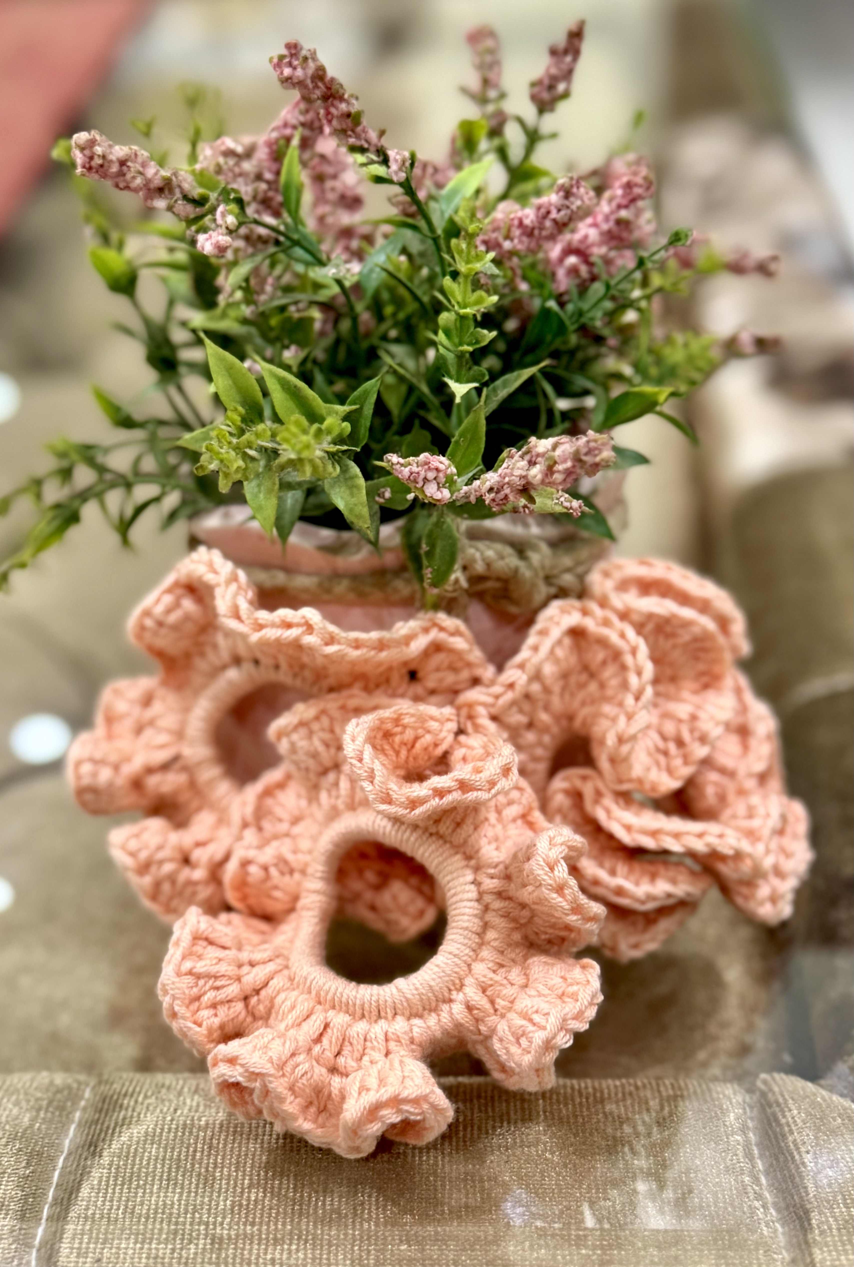 Peach Crochet Scrunchies