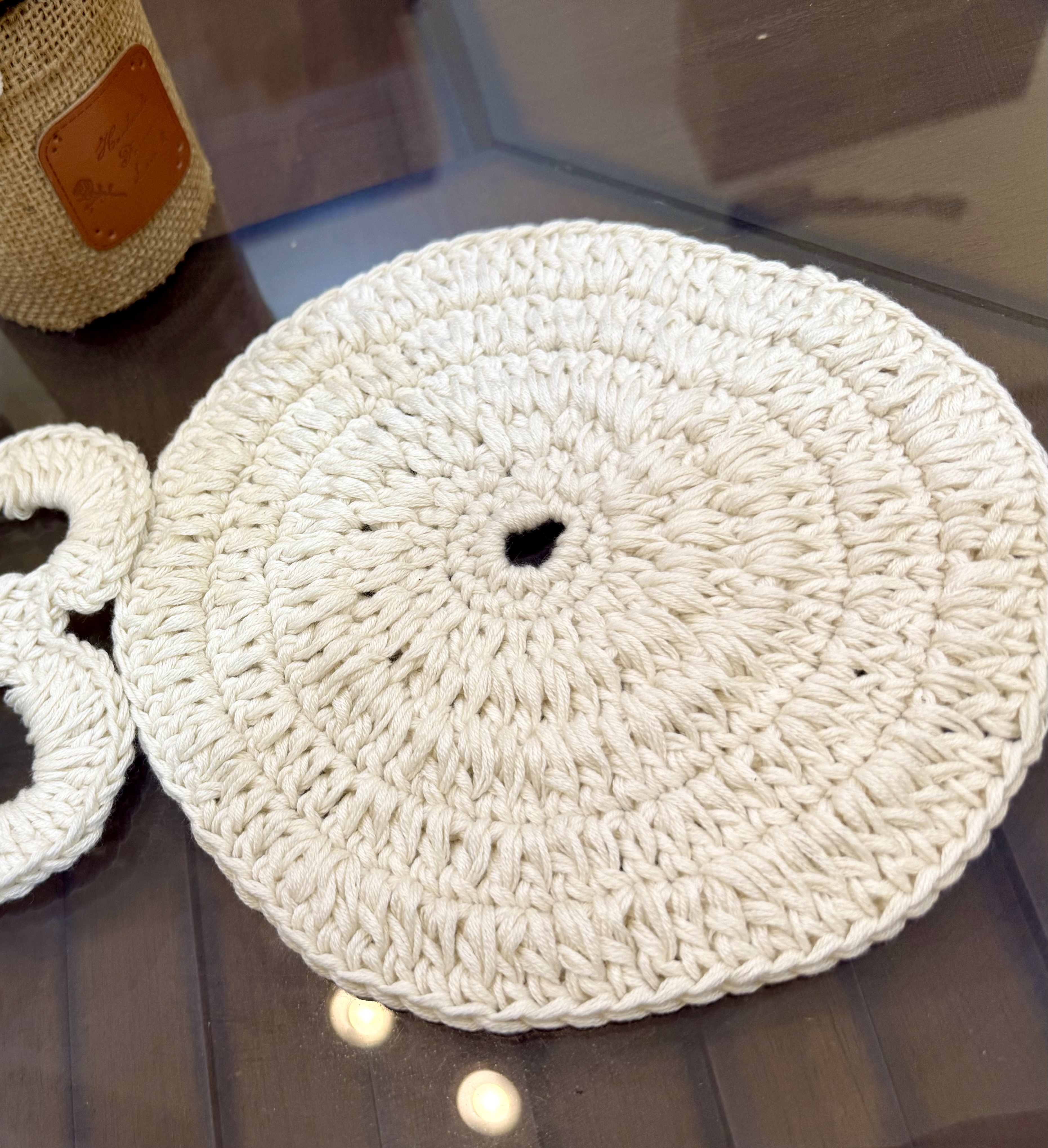 White Handmade Crochet Table Mat