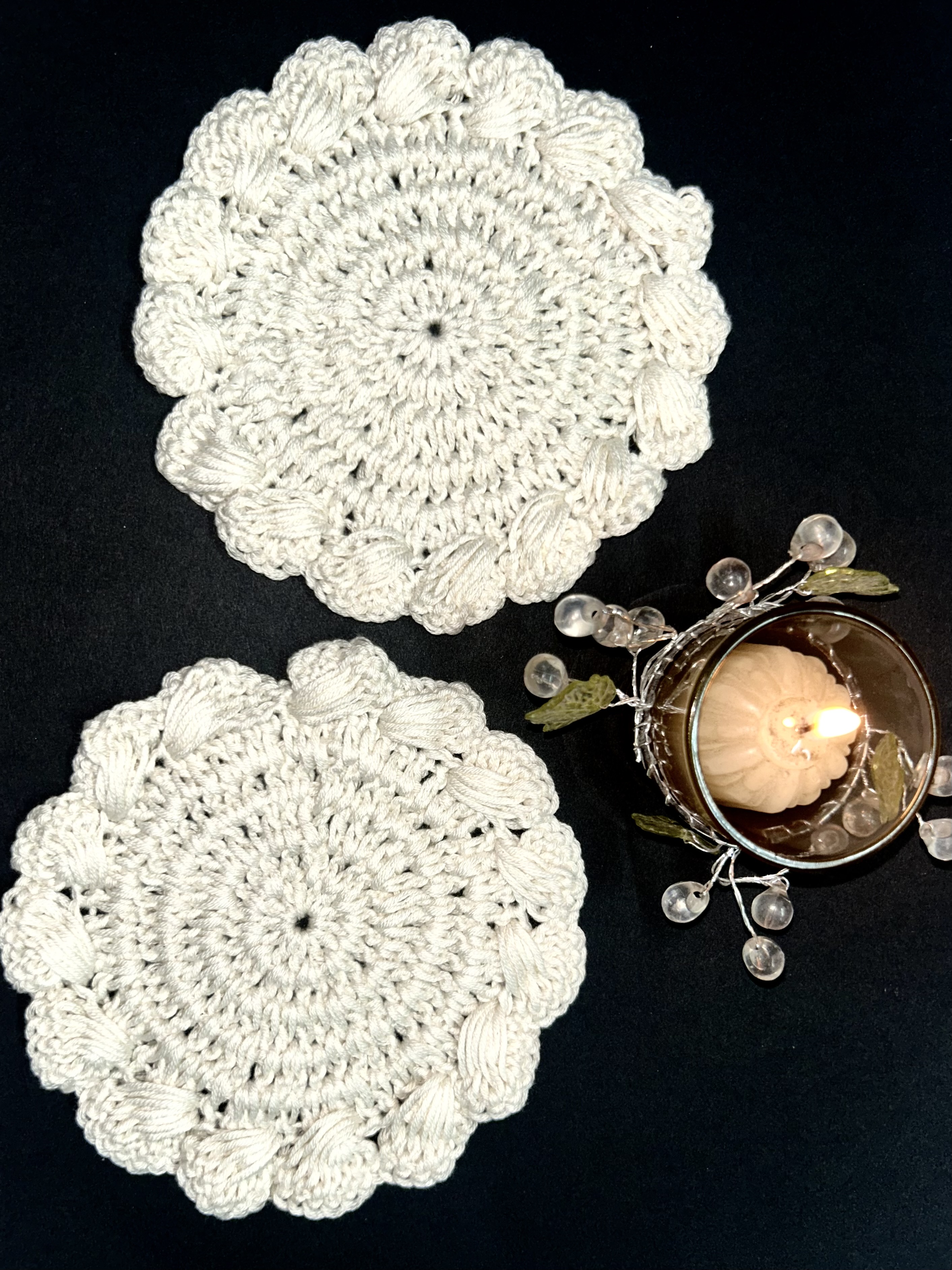 Ivory Glow Crochet Placemat Set ๐ชฝ