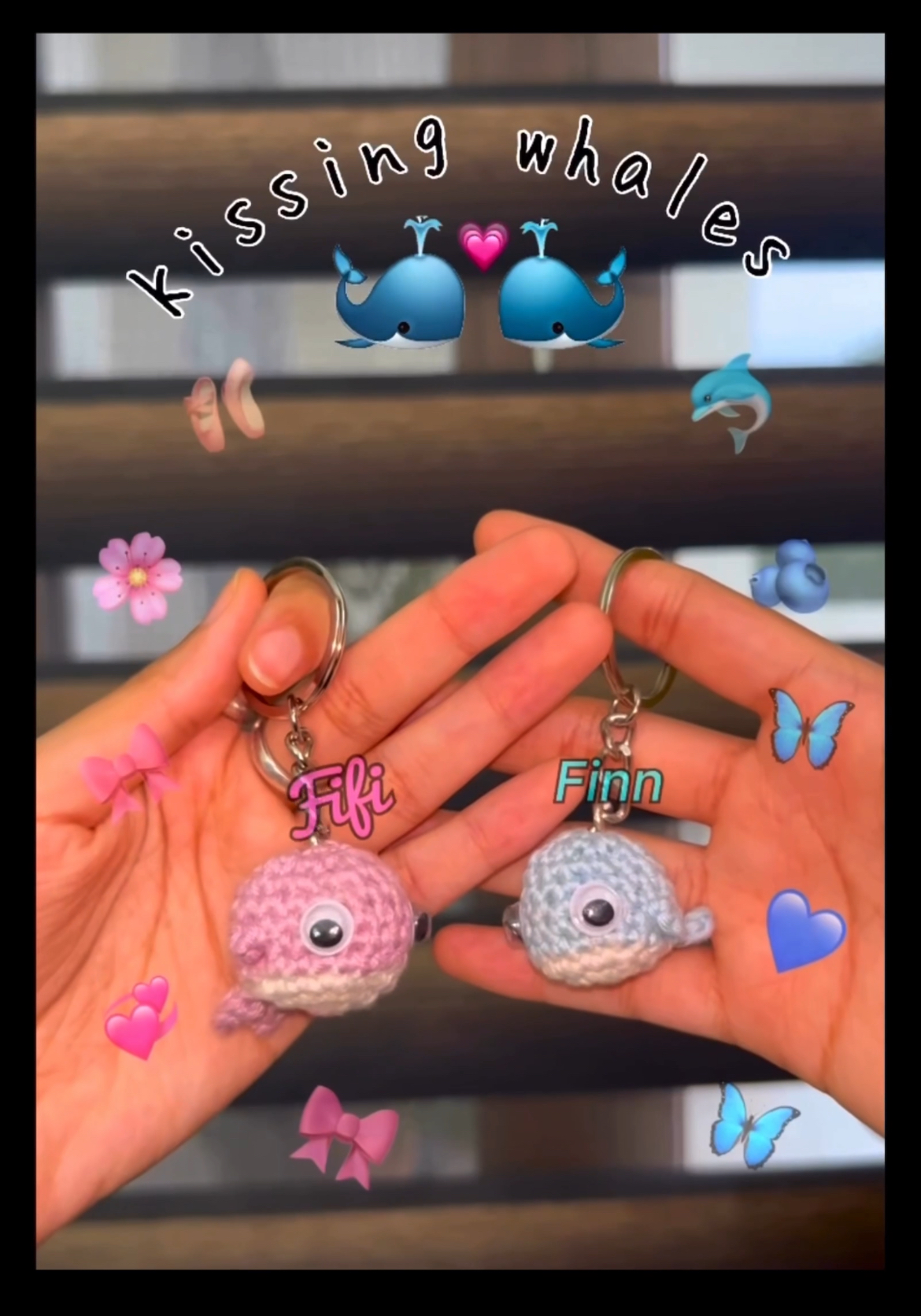 Whaley in Love โ Crochet Whale Keychain Duo๐ณโจ