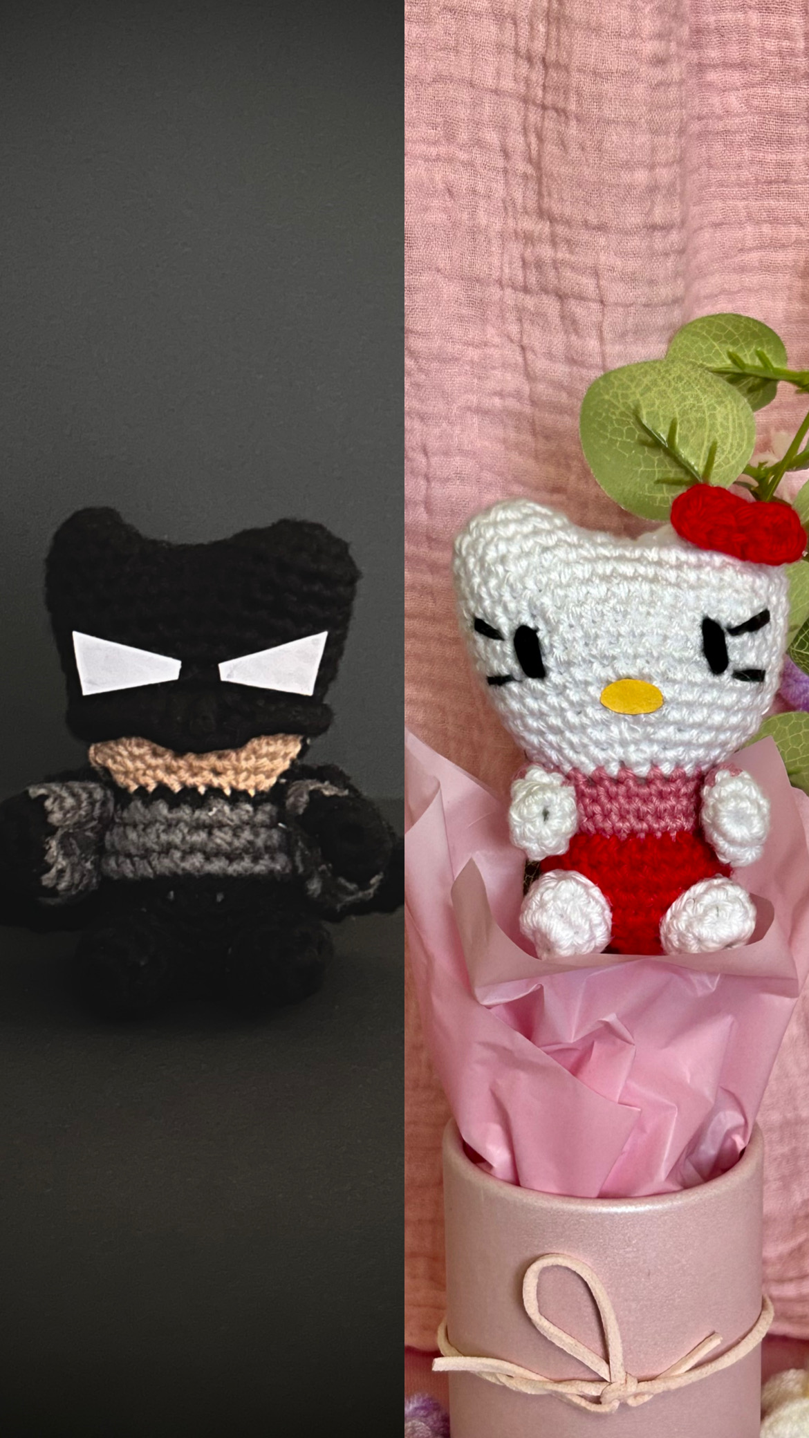 Batman & Hello Kitty Handmade Plushies 🦇💗