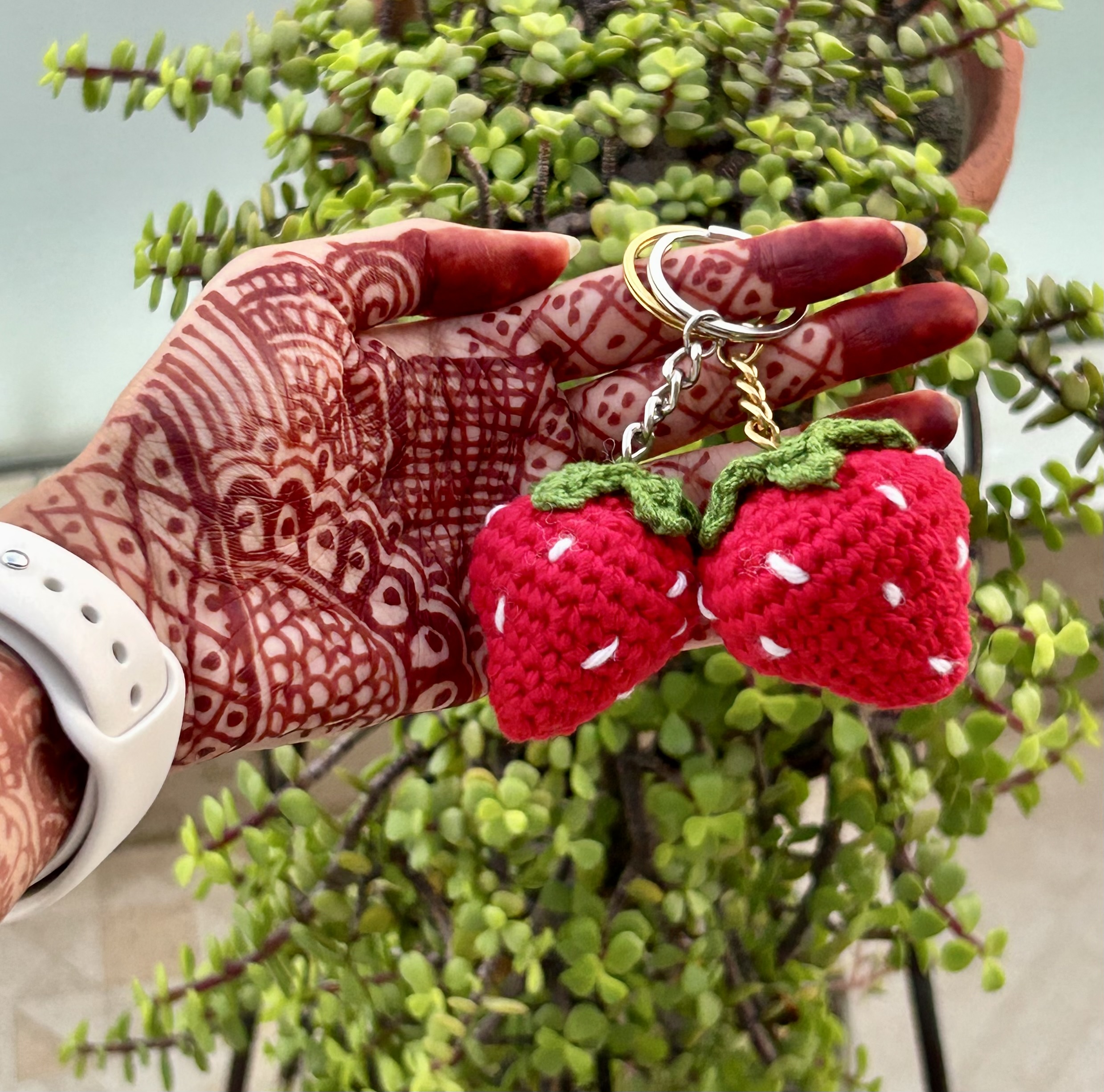 Handmade Crochet Strawberry Keyring 🍓✨