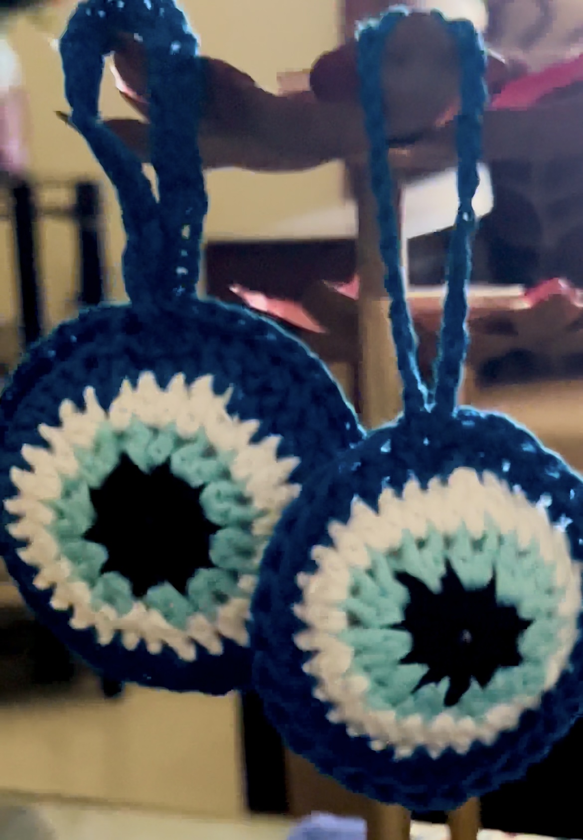 Handmade Crochet Evil Eye Keyring 🧿